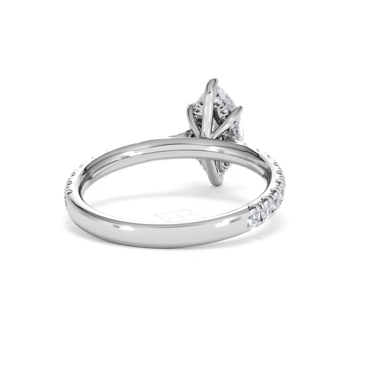 Amora Marquise 1.47ct Hidden Halo Engagement Ring With Side Stone Set in Platinum - Image 44