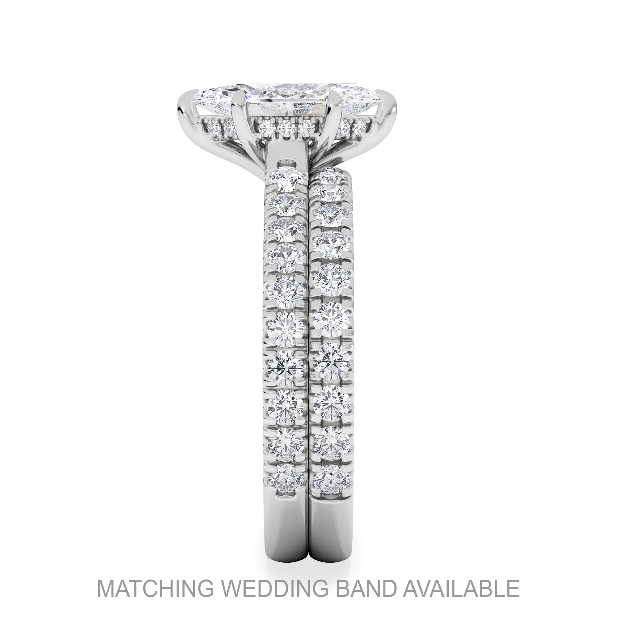 Amora Marquise 1.47ct Hidden Halo Engagement Ring With Side Stone Set in Platinum - Image 5