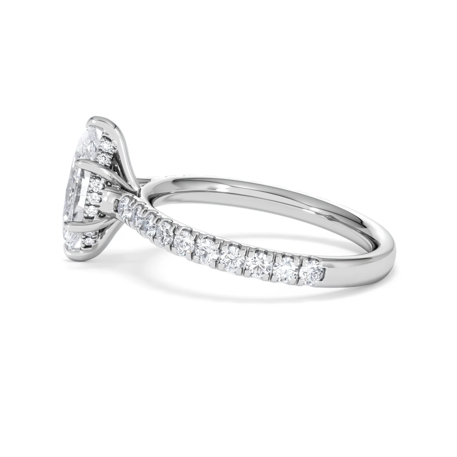 Amora Marquise 1.47ct Hidden Halo Engagement Ring With Side Stone Set in Platinum - Image 66