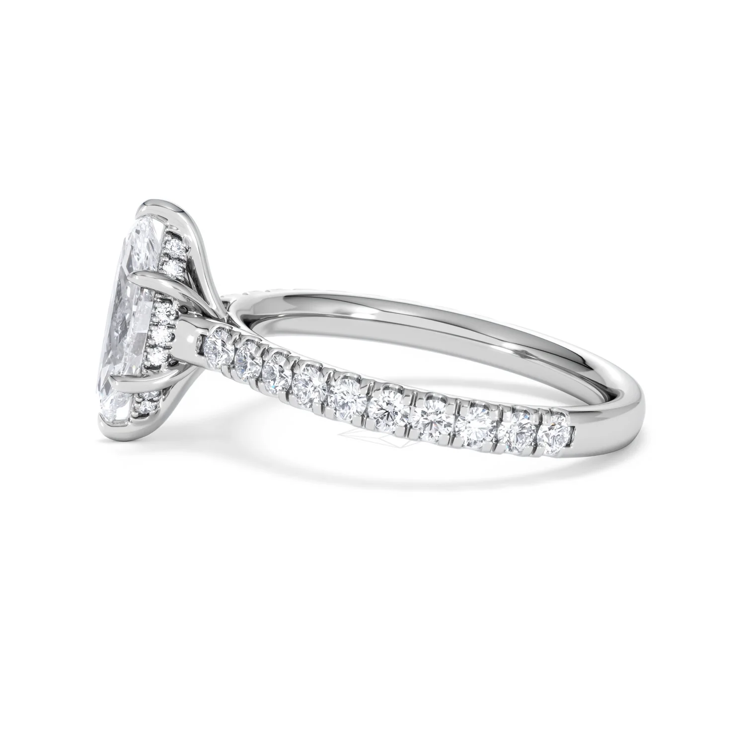 Amora Marquise 1.47ct Hidden Halo Engagement Ring With Side Stone Set in Platinum - Image 69