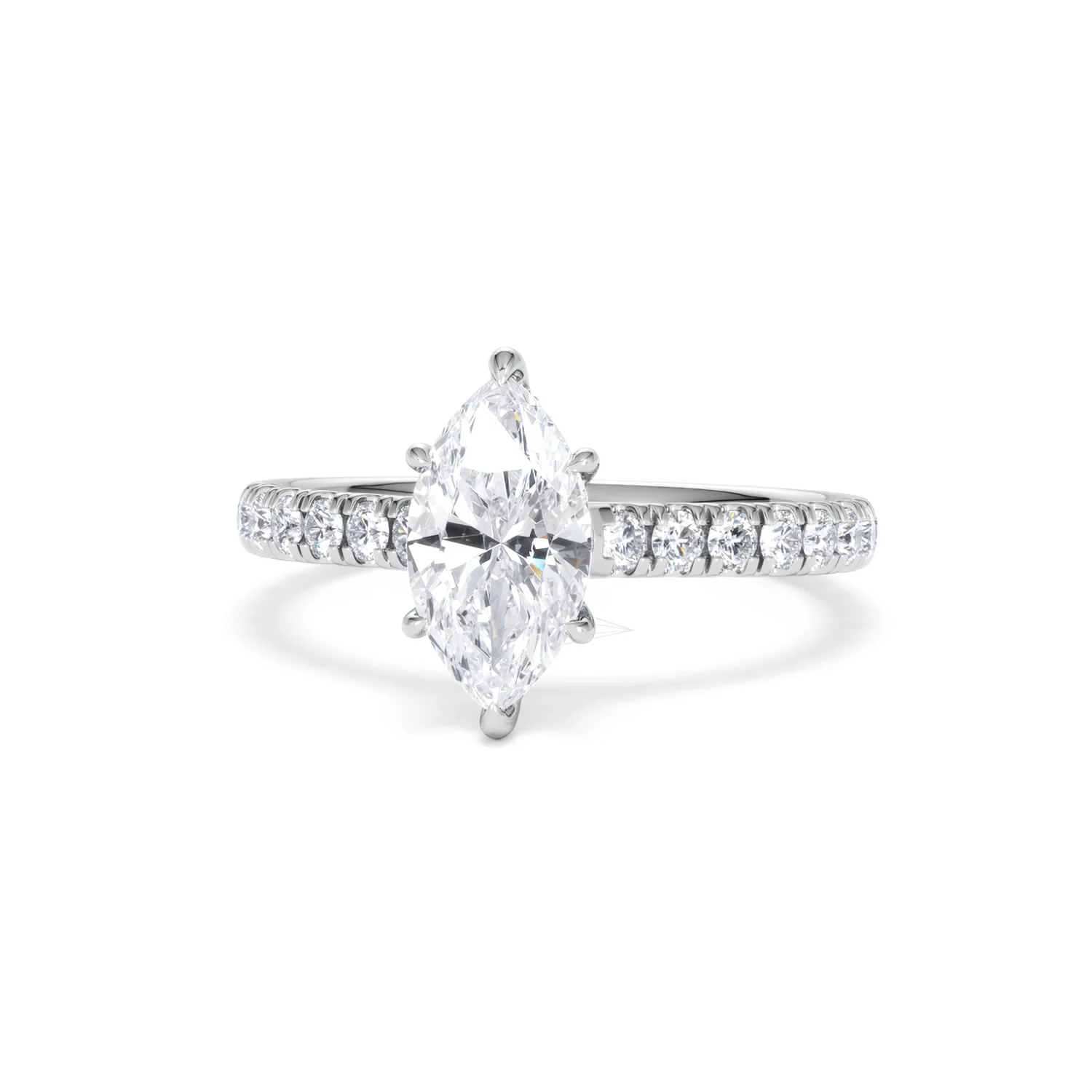 Amora Marquise 1.47ct Hidden Halo Engagement Ring With Side Stone Set in Platinum - Image 86