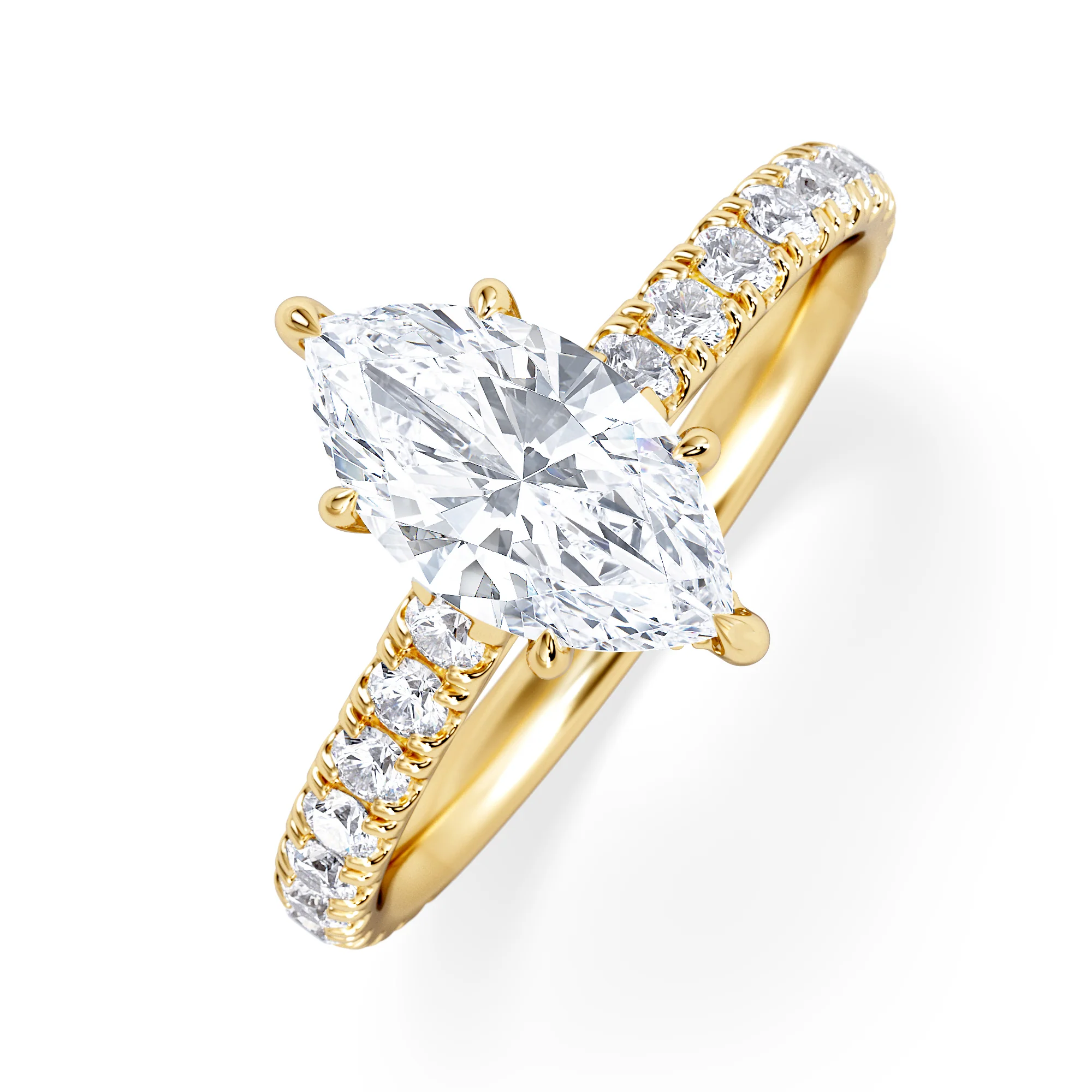 Amora Marquise 1.47ct Hidden Halo Lab Diamond Engagement Ring With Side Stones Set in 18K Gold
