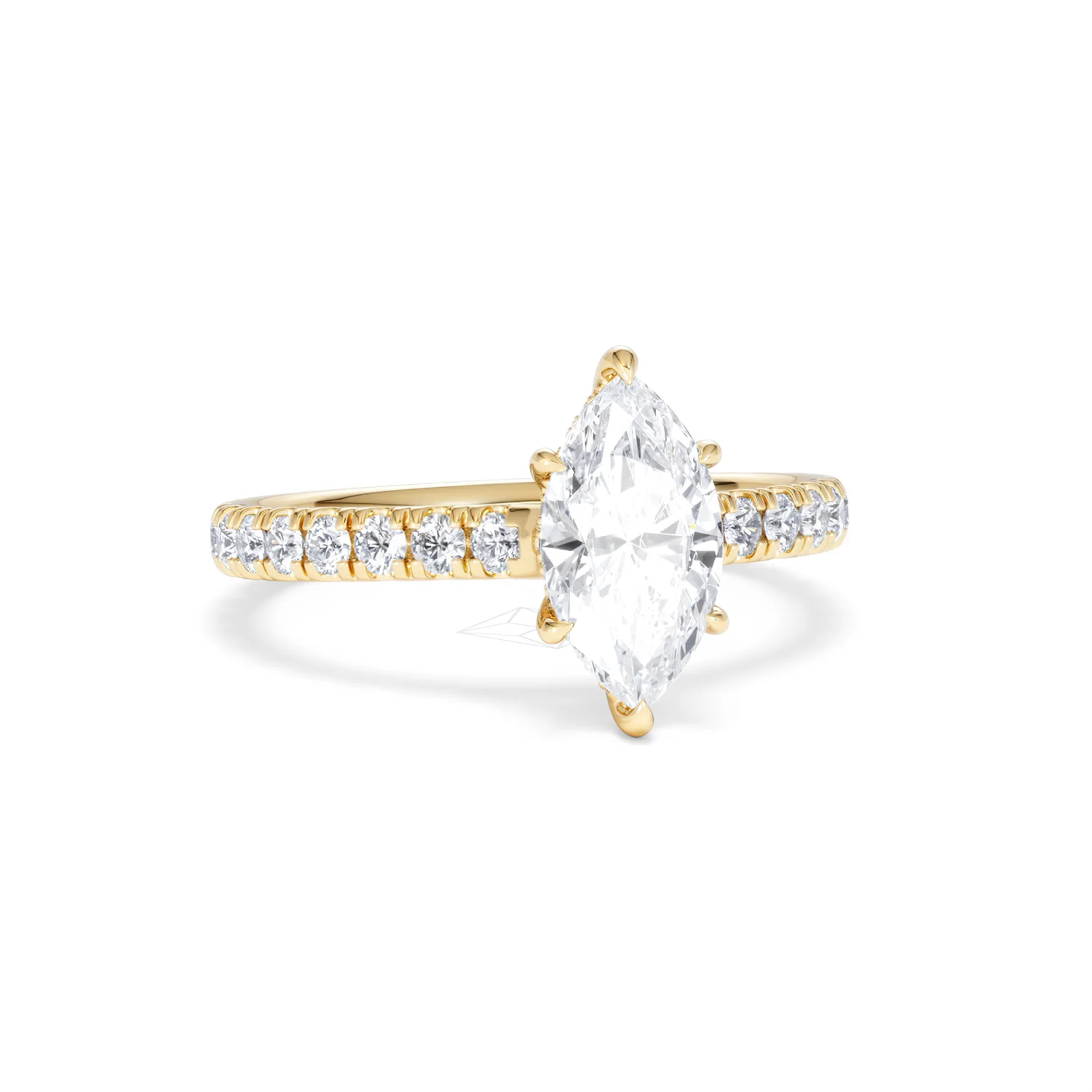 Amora Marquise 1.47ct Hidden Halo Lab Diamond Engagement Ring With Side Stones Set in 18K Gold - Image 10