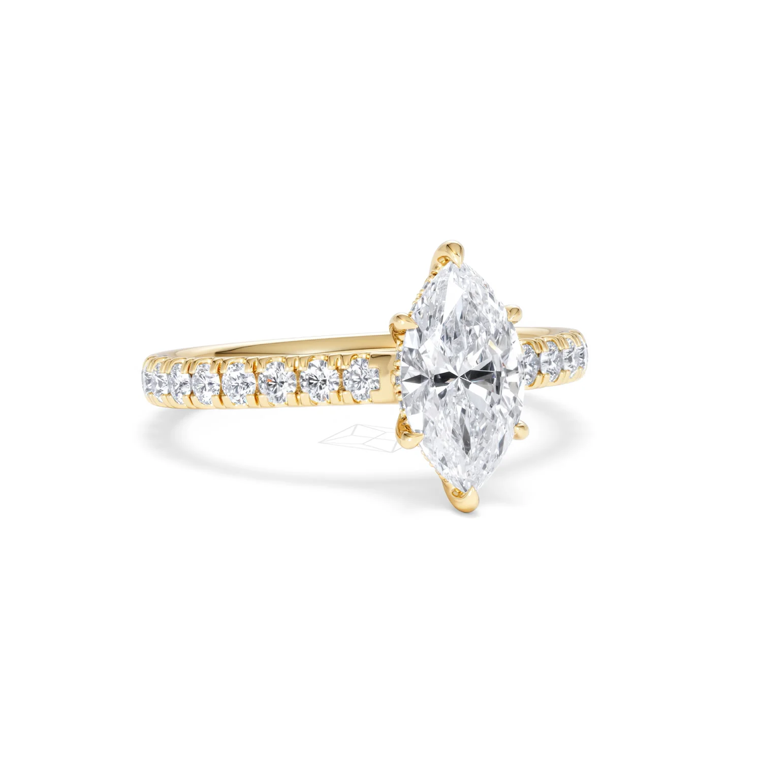 Amora Marquise 1.47ct Hidden Halo Lab Diamond Engagement Ring With Side Stones Set in 18K Gold - Image 11