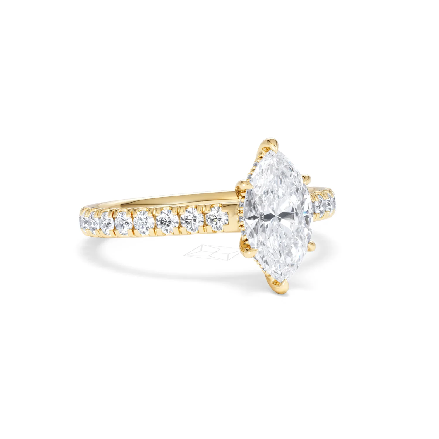 Amora Marquise 1.47ct Hidden Halo Lab Diamond Engagement Ring With Side Stones Set in 18K Gold - Image 12