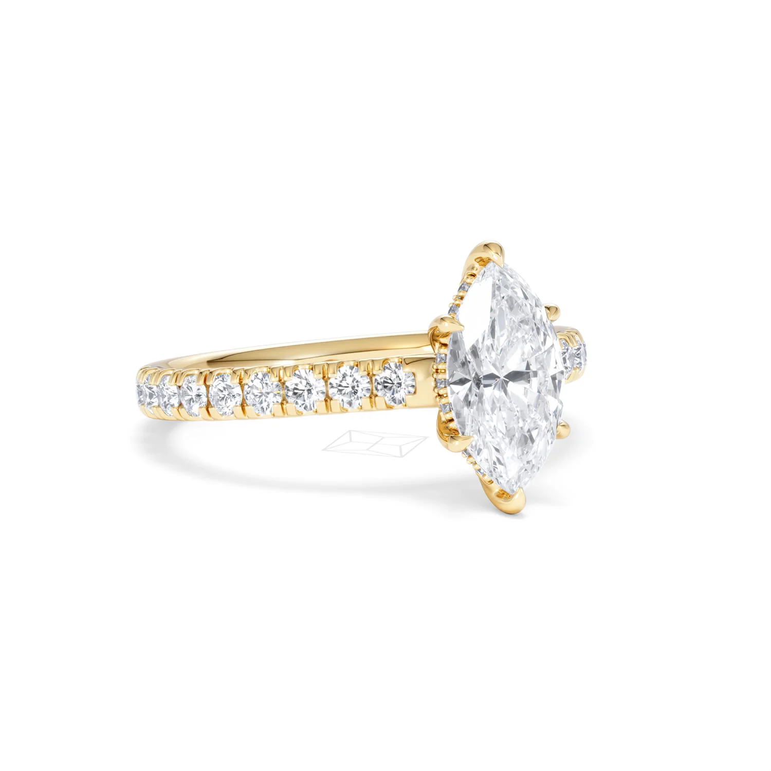 Amora Marquise 1.47ct Hidden Halo Lab Diamond Engagement Ring With Side Stones Set in 18K Gold - Image 13