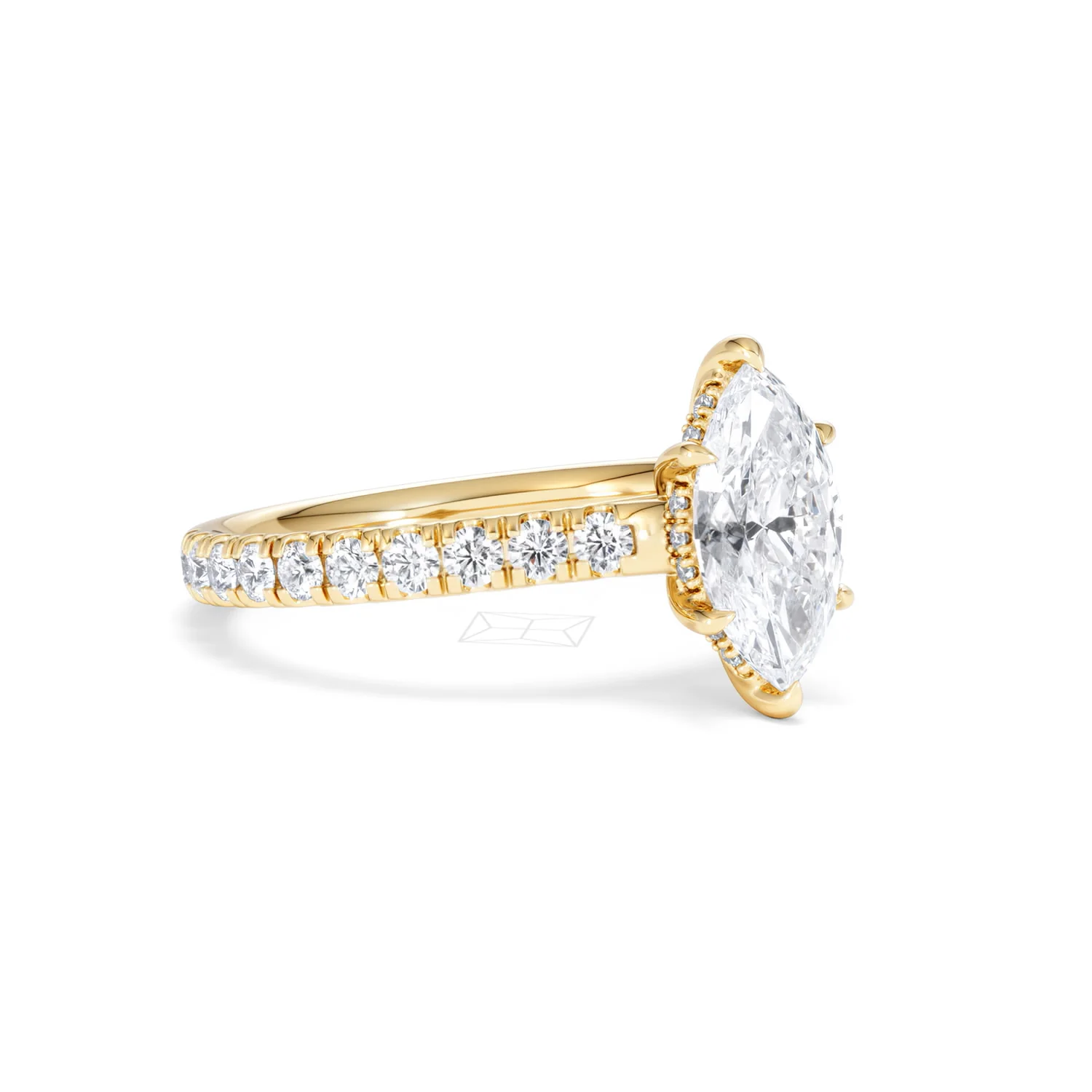 Amora Marquise 1.47ct Hidden Halo Lab Diamond Engagement Ring With Side Stones Set in 18K Gold - Image 15