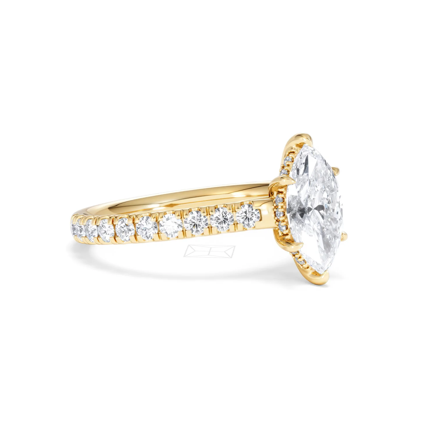 Amora Marquise 1.47ct Hidden Halo Lab Diamond Engagement Ring With Side Stones Set in 18K Gold - Image 16