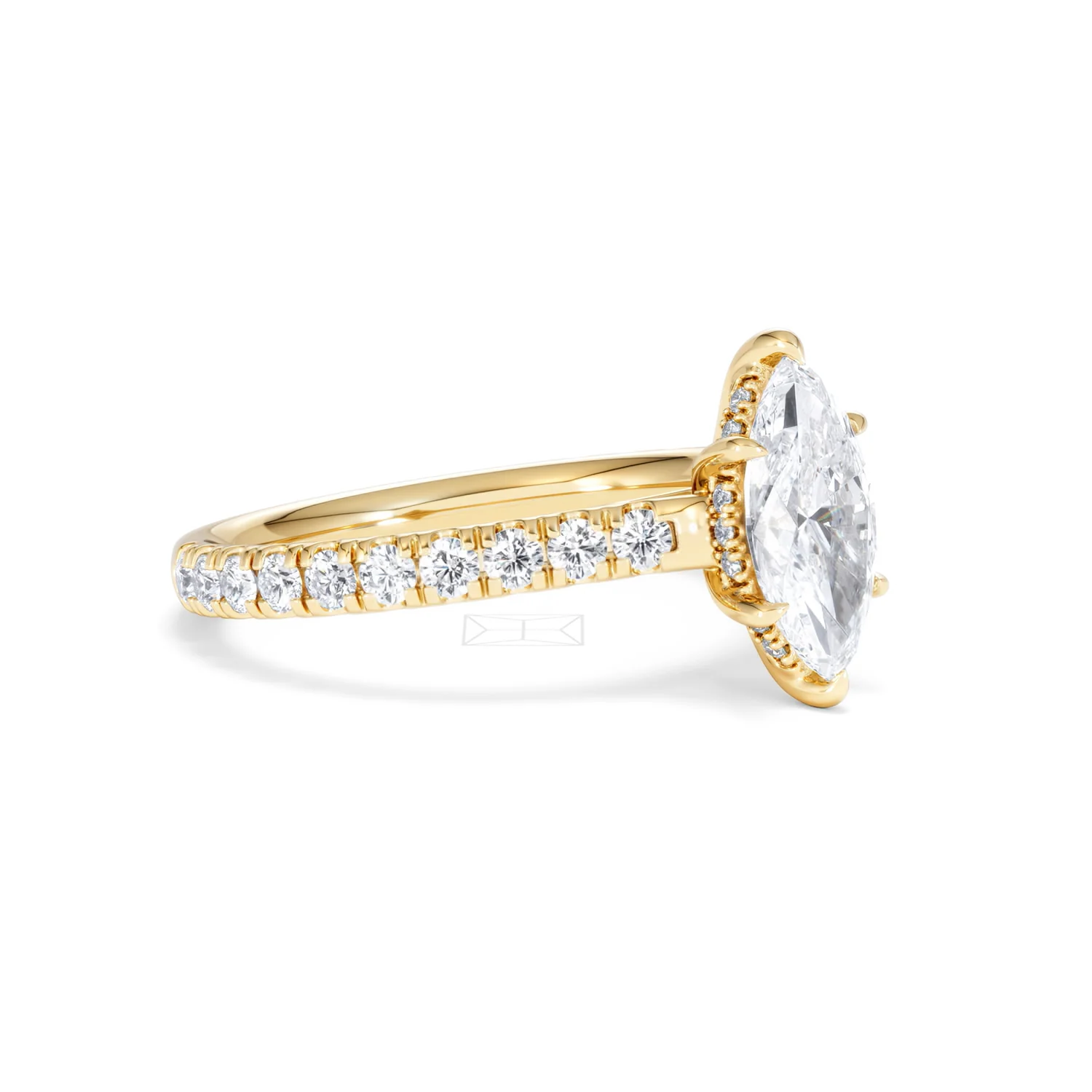 Amora Marquise 1.47ct Hidden Halo Lab Diamond Engagement Ring With Side Stones Set in 18K Gold - Image 17