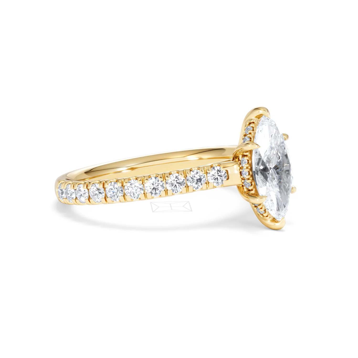 Amora Marquise 1.47ct Hidden Halo Lab Diamond Engagement Ring With Side Stones Set in 18K Gold - Image 18