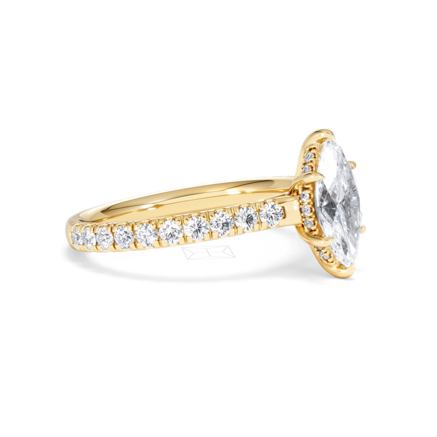 Amora Marquise 1.47ct Hidden Halo Lab Diamond Engagement Ring With Side Stones Set in 18K Gold - Image 19