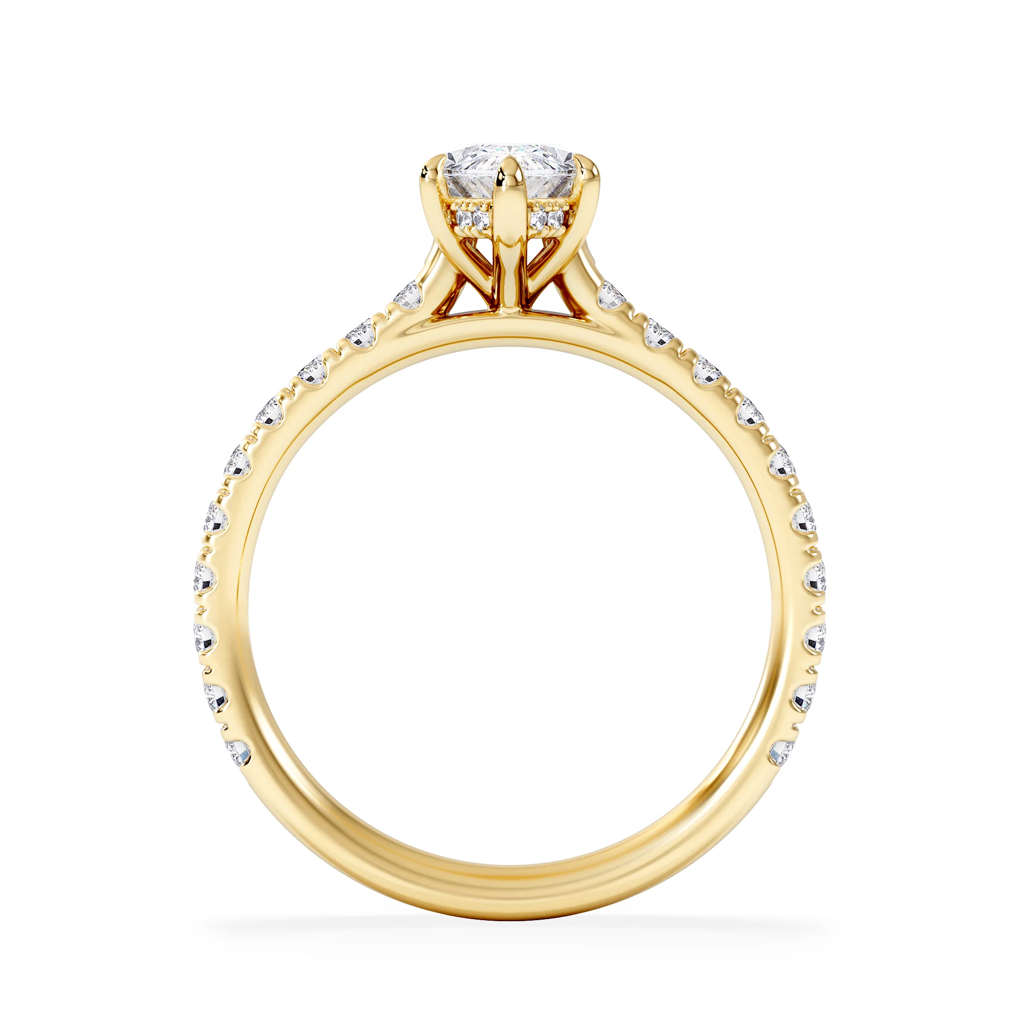 Amora Marquise 1.47ct Hidden Halo Lab Diamond Engagement Ring With Side Stones Set in 18K Gold - Image 2