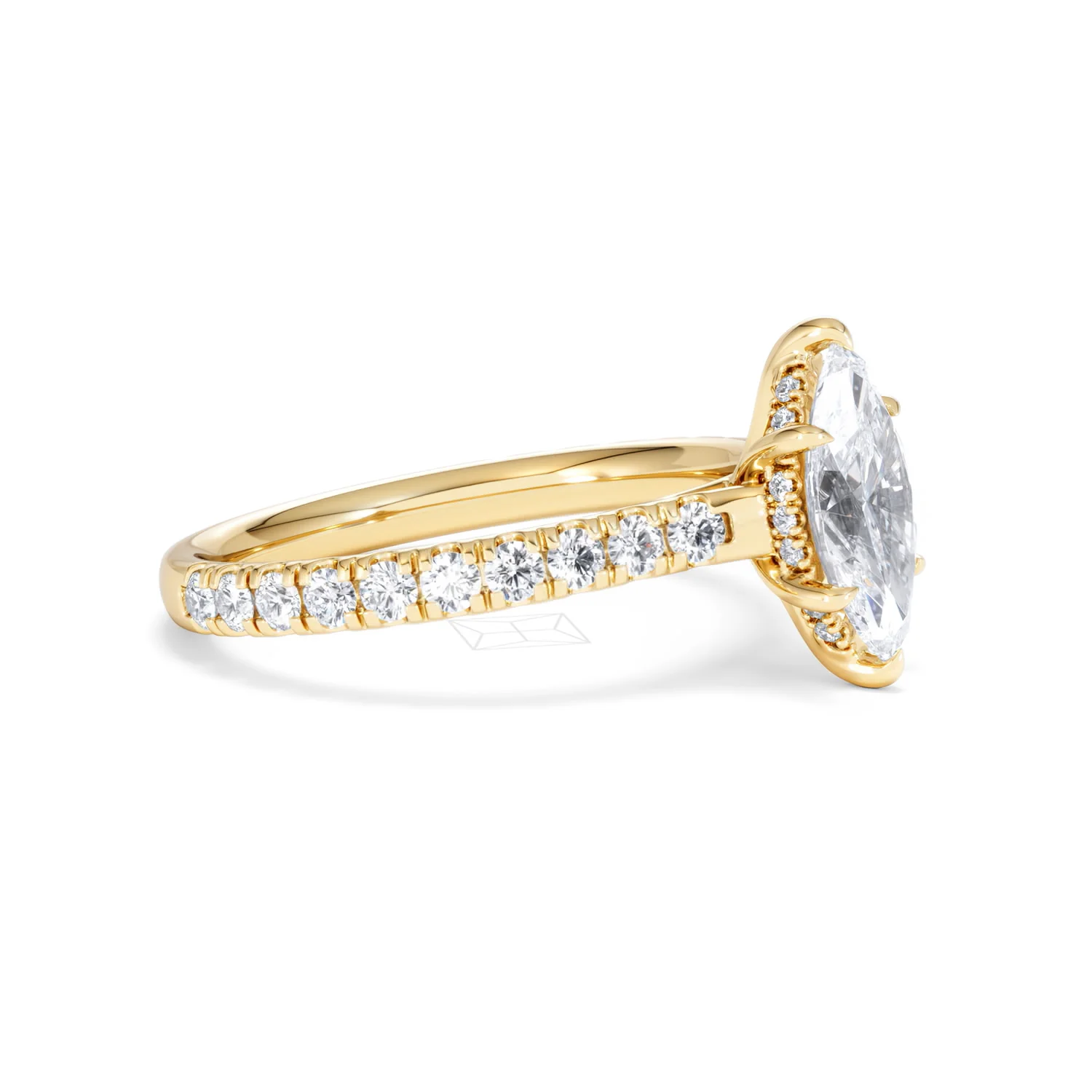 Amora Marquise 1.47ct Hidden Halo Lab Diamond Engagement Ring With Side Stones Set in 18K Gold - Image 20