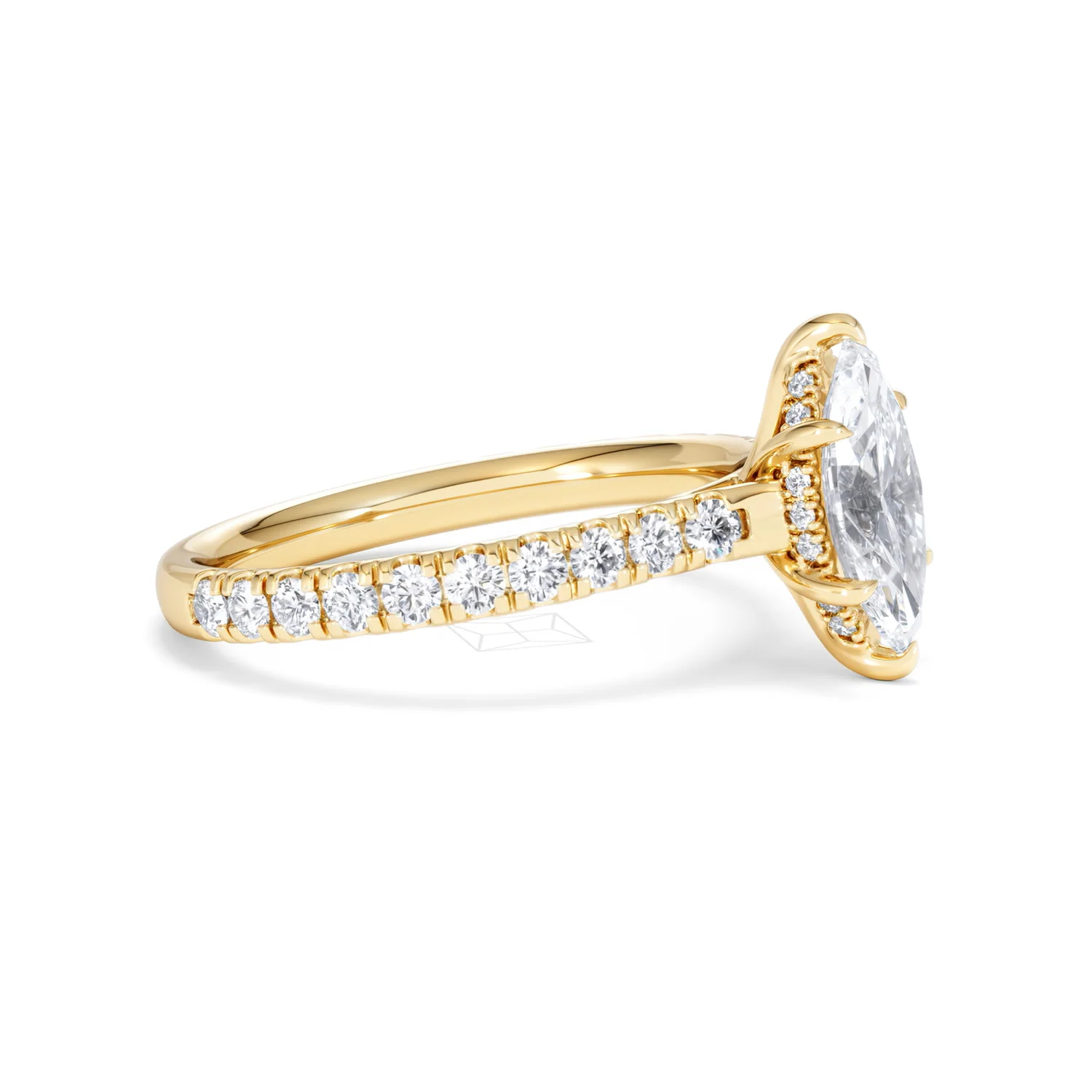 Amora Marquise 1.47ct Hidden Halo Lab Diamond Engagement Ring With Side Stones Set in 18K Gold - Image 21