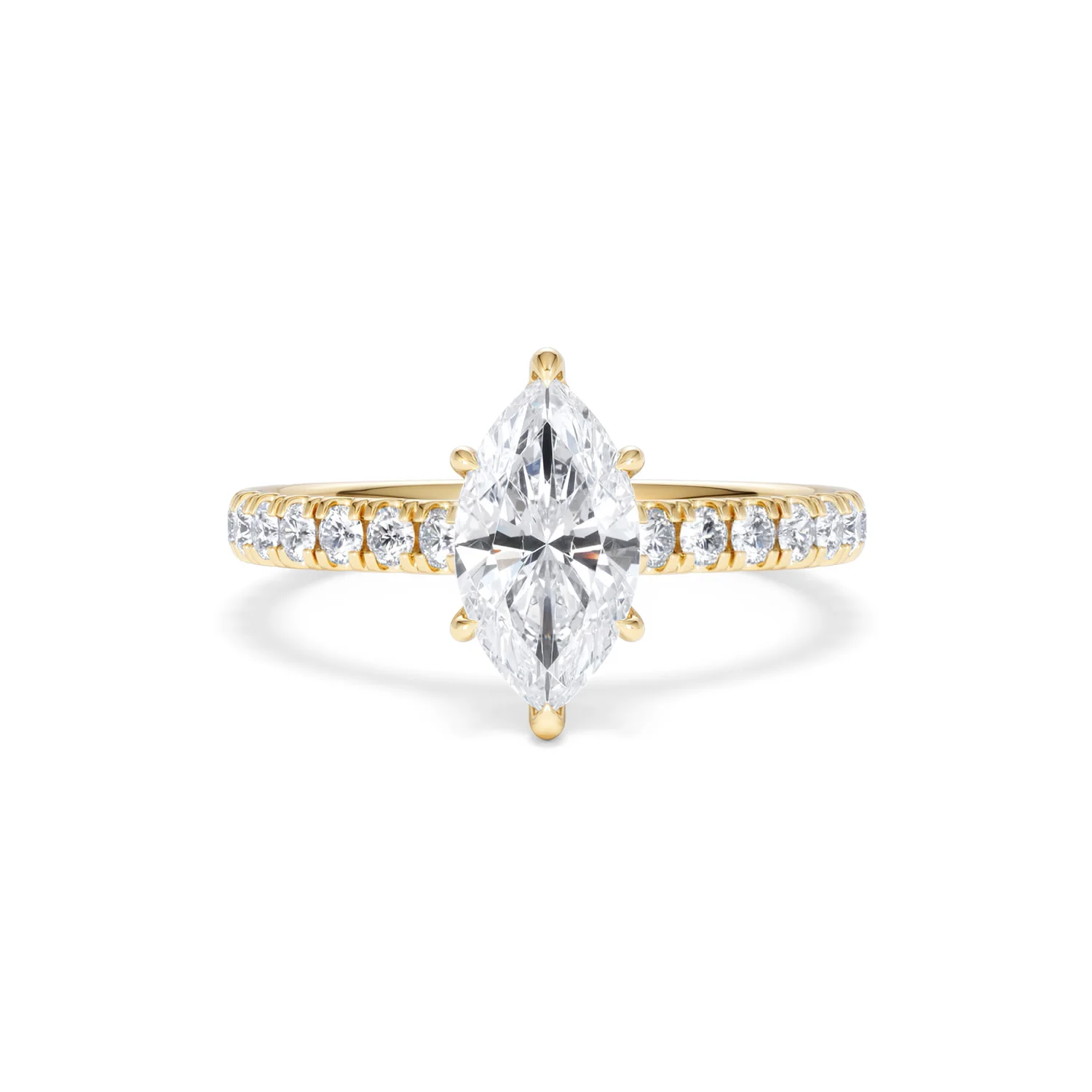 Amora Marquise 1.47ct Hidden Halo Lab Diamond Engagement Ring With Side Stones Set in 18K Gold - Image 7