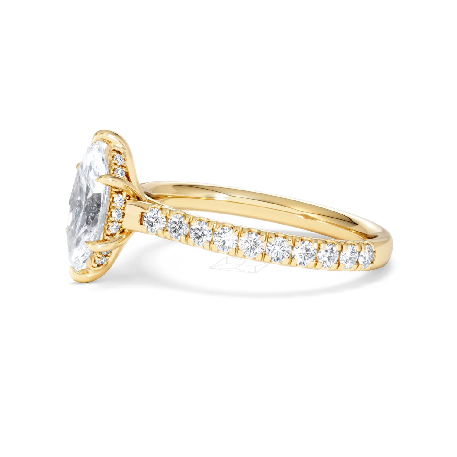Amora Marquise 1.47ct Hidden Halo Lab Diamond Engagement Ring With Side Stones Set in 18K Gold - Image 72