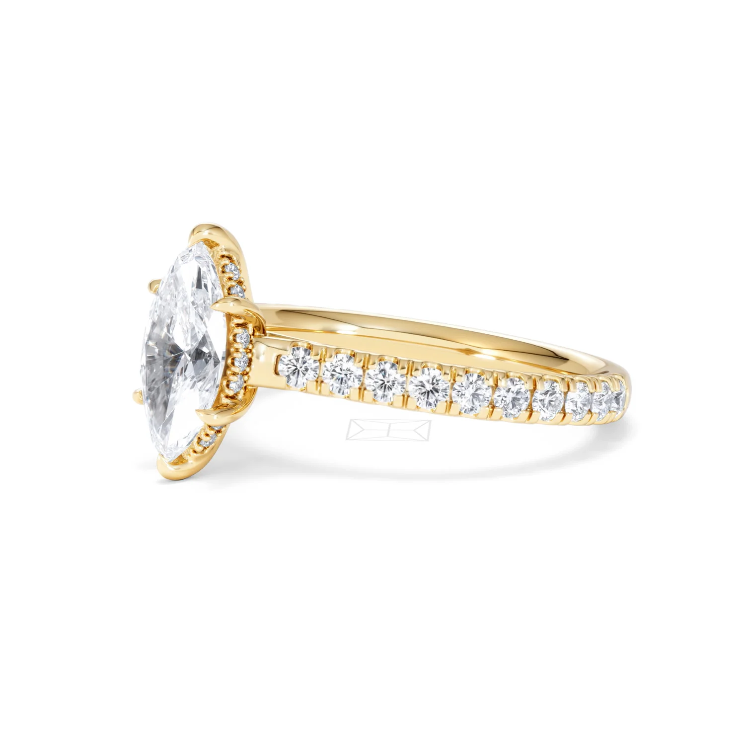 Amora Marquise 1.47ct Hidden Halo Lab Diamond Engagement Ring With Side Stones Set in 18K Gold - Image 76