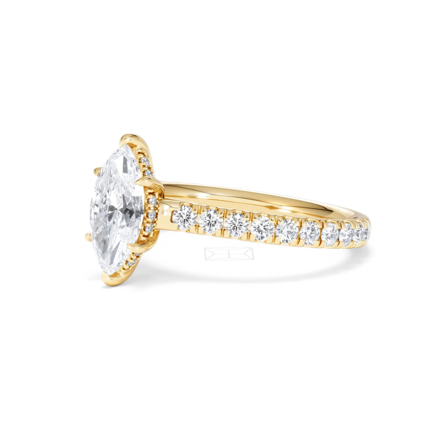 Amora Marquise 1.47ct Hidden Halo Lab Diamond Engagement Ring With Side Stones Set in 18K Gold - Image 77