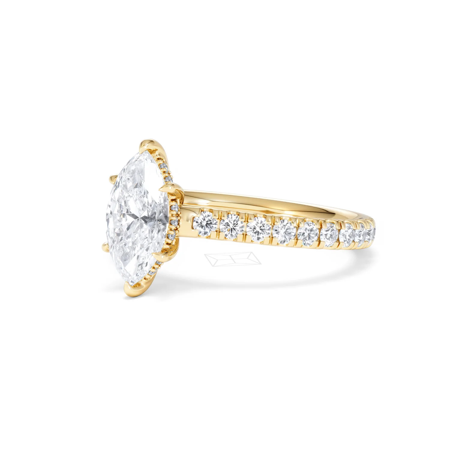 Amora Marquise 1.47ct Hidden Halo Lab Diamond Engagement Ring With Side Stones Set in 18K Gold - Image 79