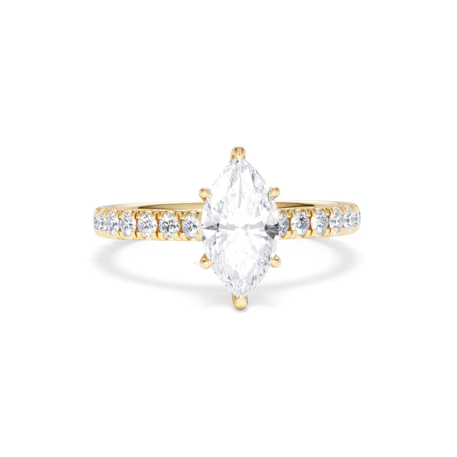 Amora Marquise 1.47ct Hidden Halo Lab Diamond Engagement Ring With Side Stones Set in 18K Gold - Image 8