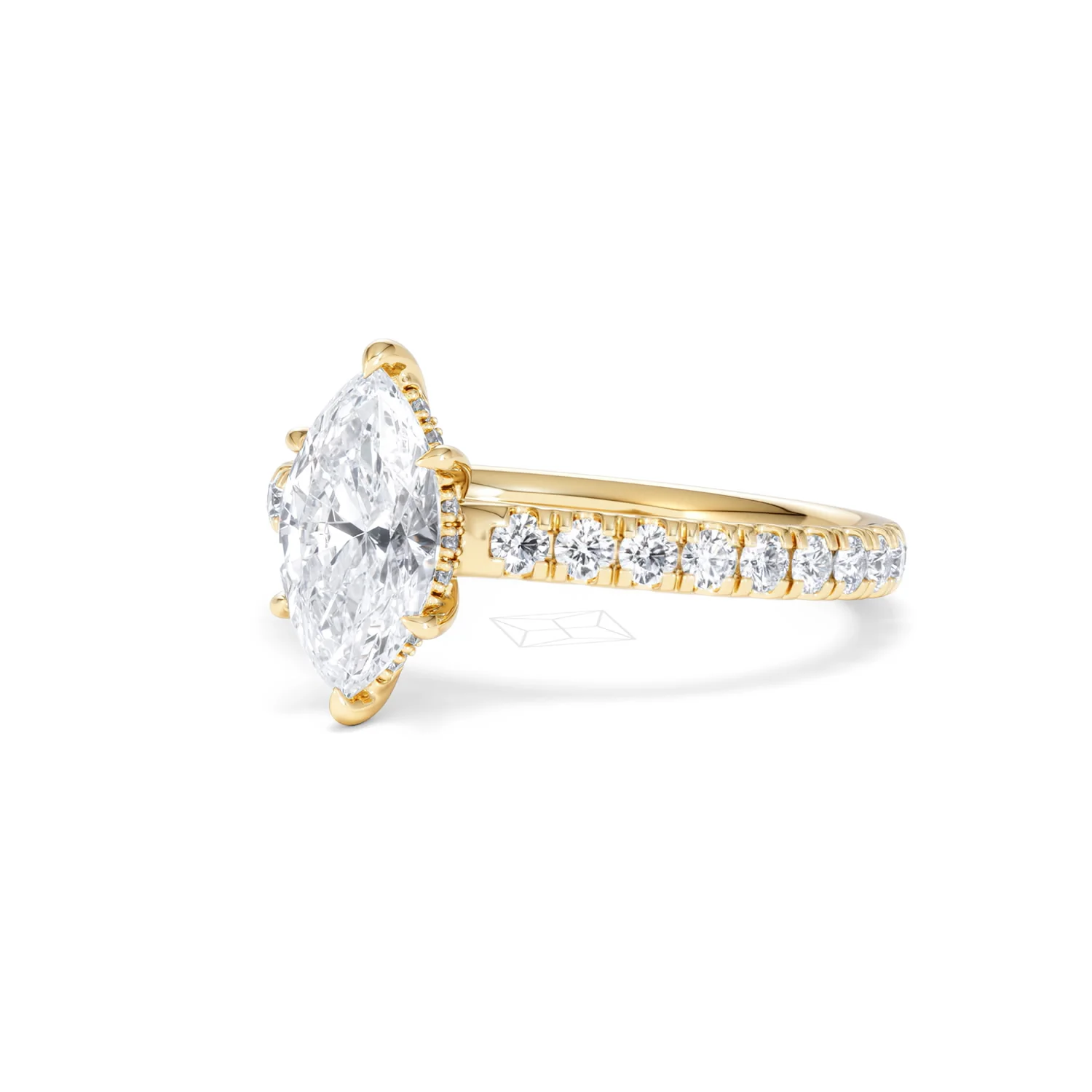 Amora Marquise 1.47ct Hidden Halo Lab Diamond Engagement Ring With Side Stones Set in 18K Gold - Image 80