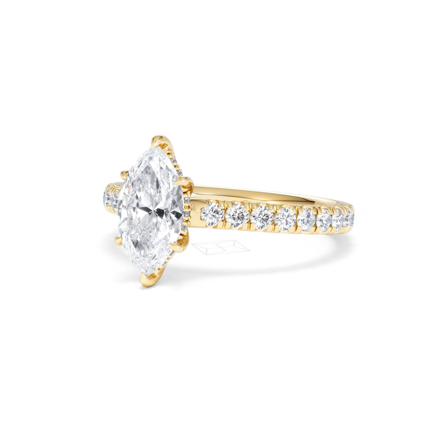 Amora Marquise 1.47ct Hidden Halo Lab Diamond Engagement Ring With Side Stones Set in 18K Gold - Image 81