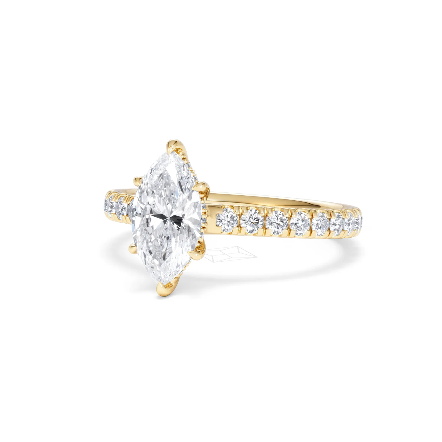 Amora Marquise 1.47ct Hidden Halo Lab Diamond Engagement Ring With Side Stones Set in 18K Gold - Image 82