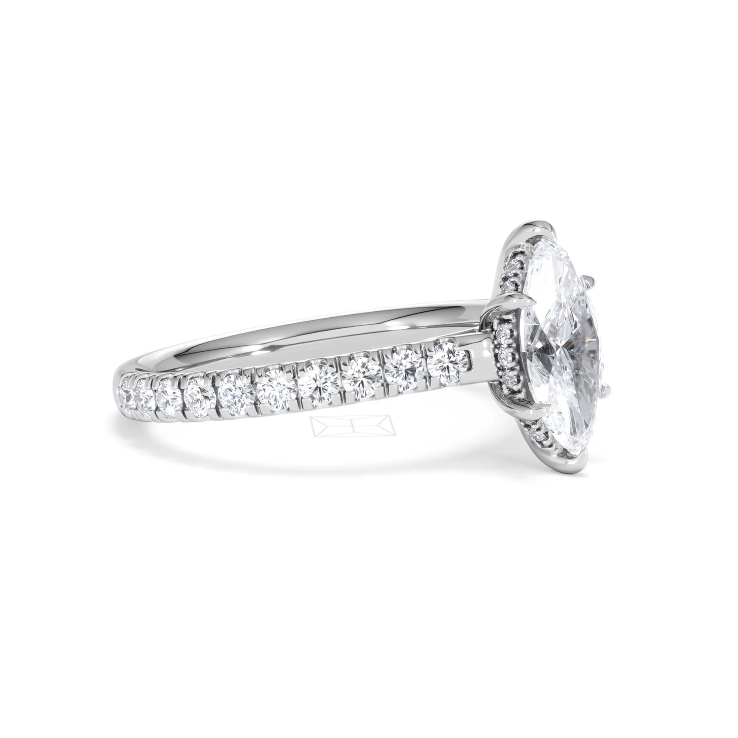 Amora Marquise 1.47ct Hidden Halo Lab Diamond Engagement Ring with Side Stones Set in 18K White Gold - Image 19
