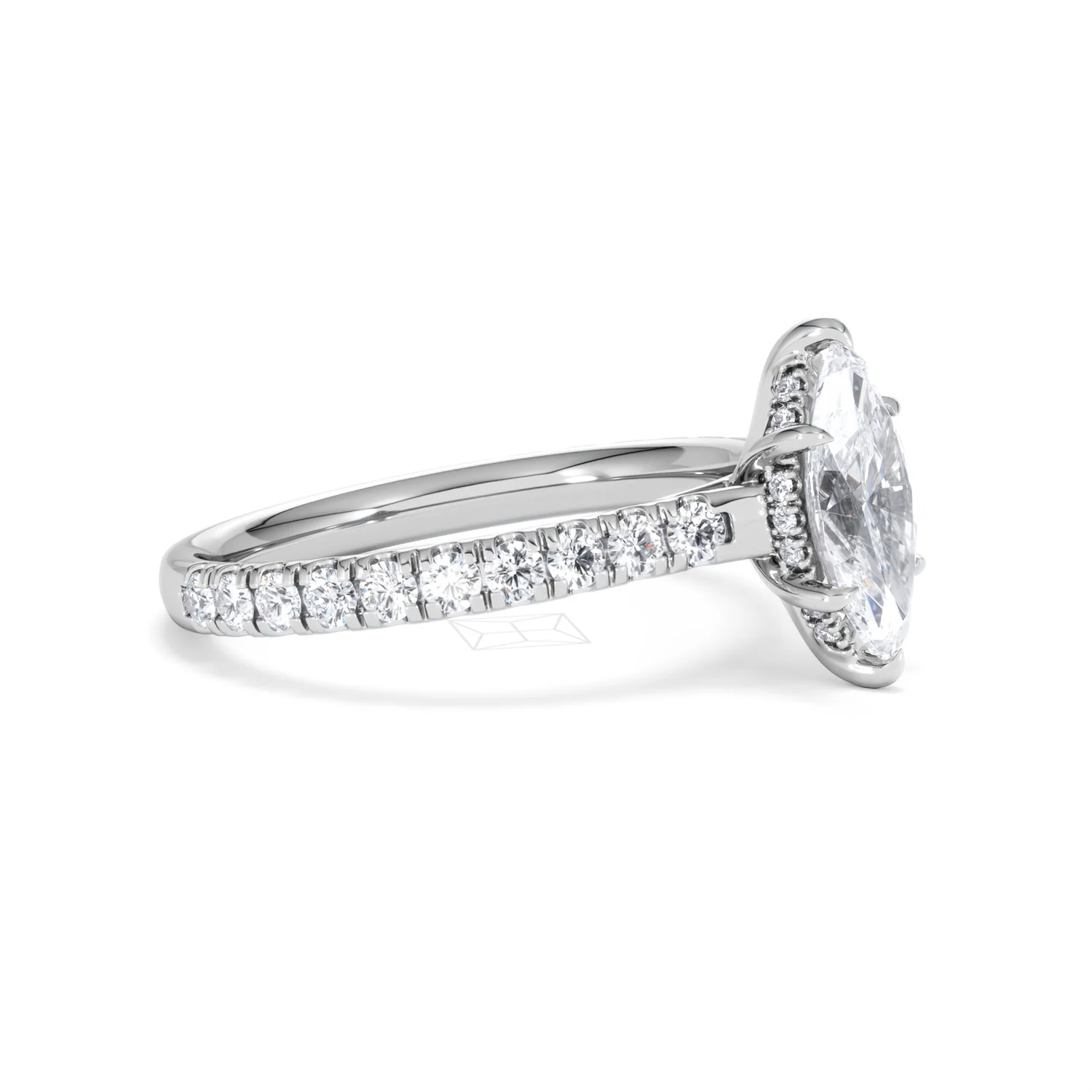 Amora Marquise 1.47ct Hidden Halo Lab Diamond Engagement Ring with Side Stones Set in 18K White Gold - Image 21