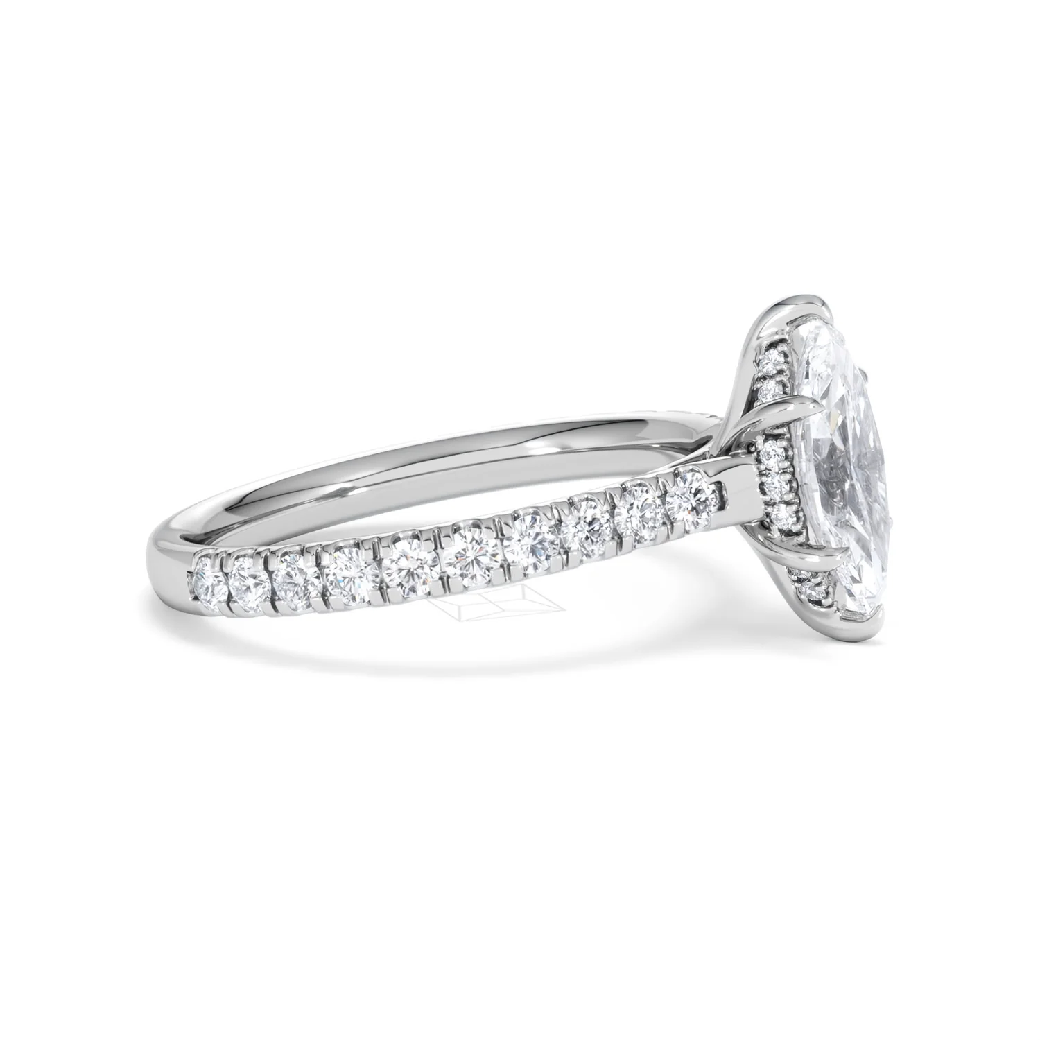 Amora Marquise 1.47ct Hidden Halo Lab Diamond Engagement Ring with Side Stones Set in 18K White Gold - Image 23