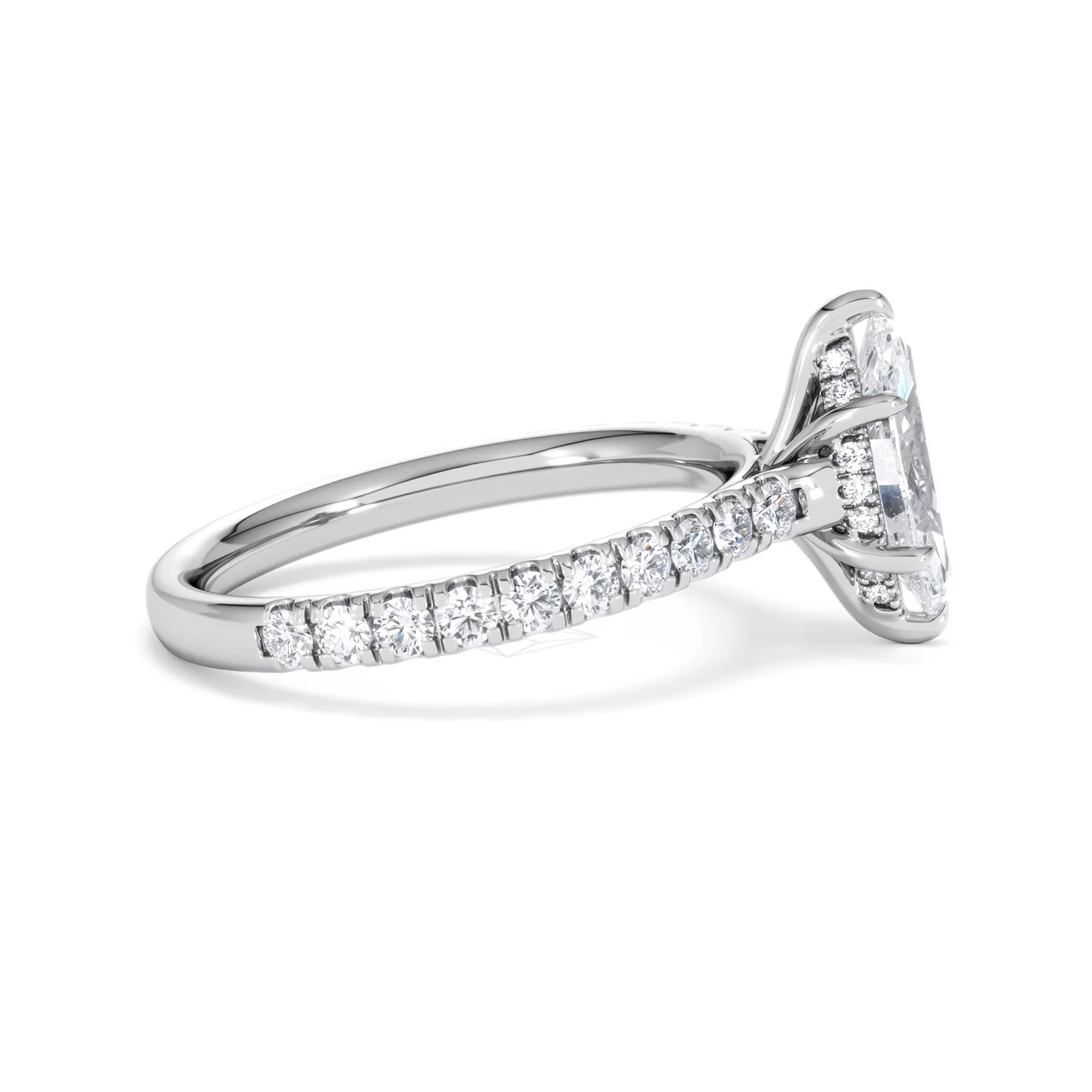 Amora Marquise 1.47ct Hidden Halo Lab Diamond Engagement Ring with Side Stones Set in 18K White Gold - Image 27