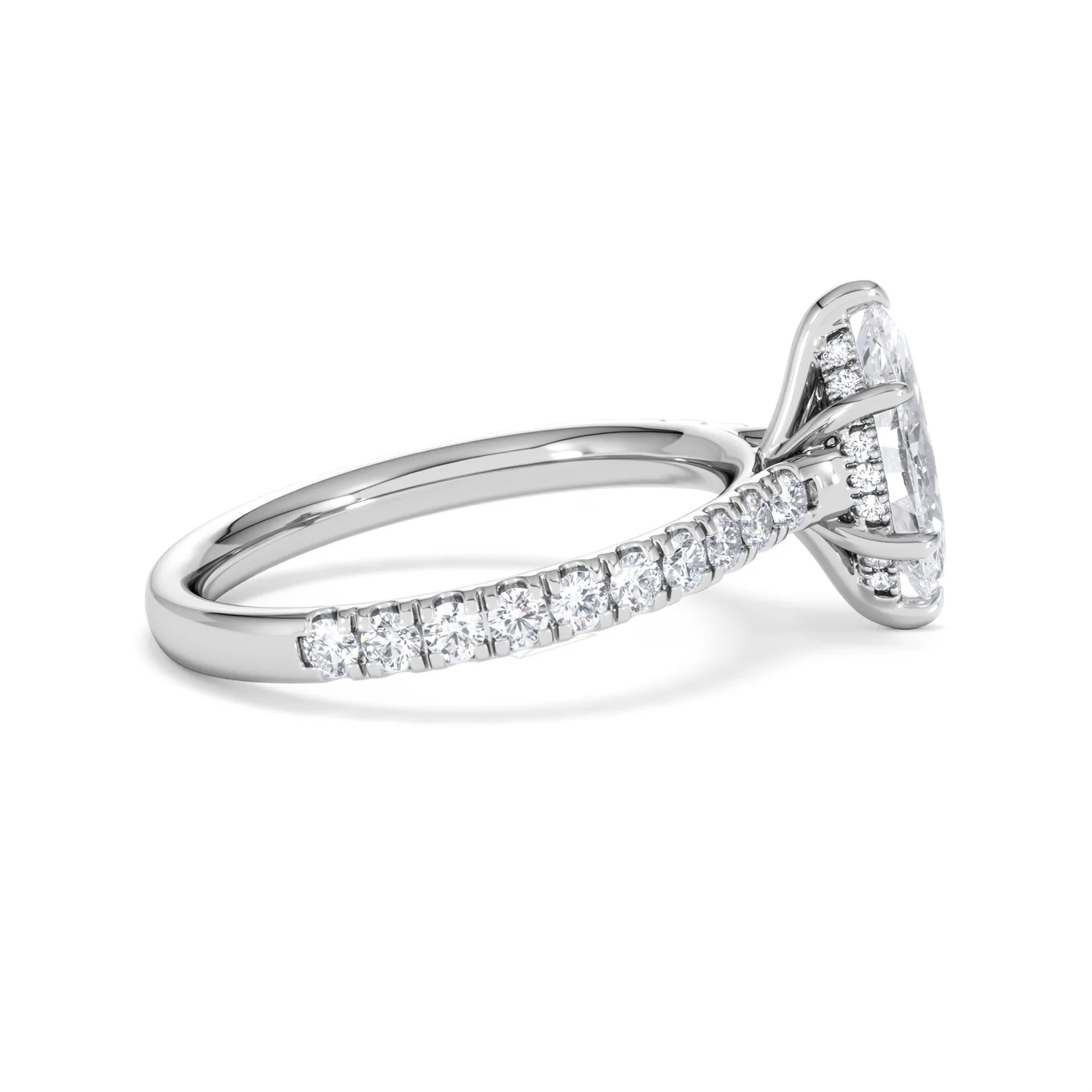 Amora Marquise 1.47ct Hidden Halo Lab Diamond Engagement Ring with Side Stones Set in 18K White Gold - Image 29