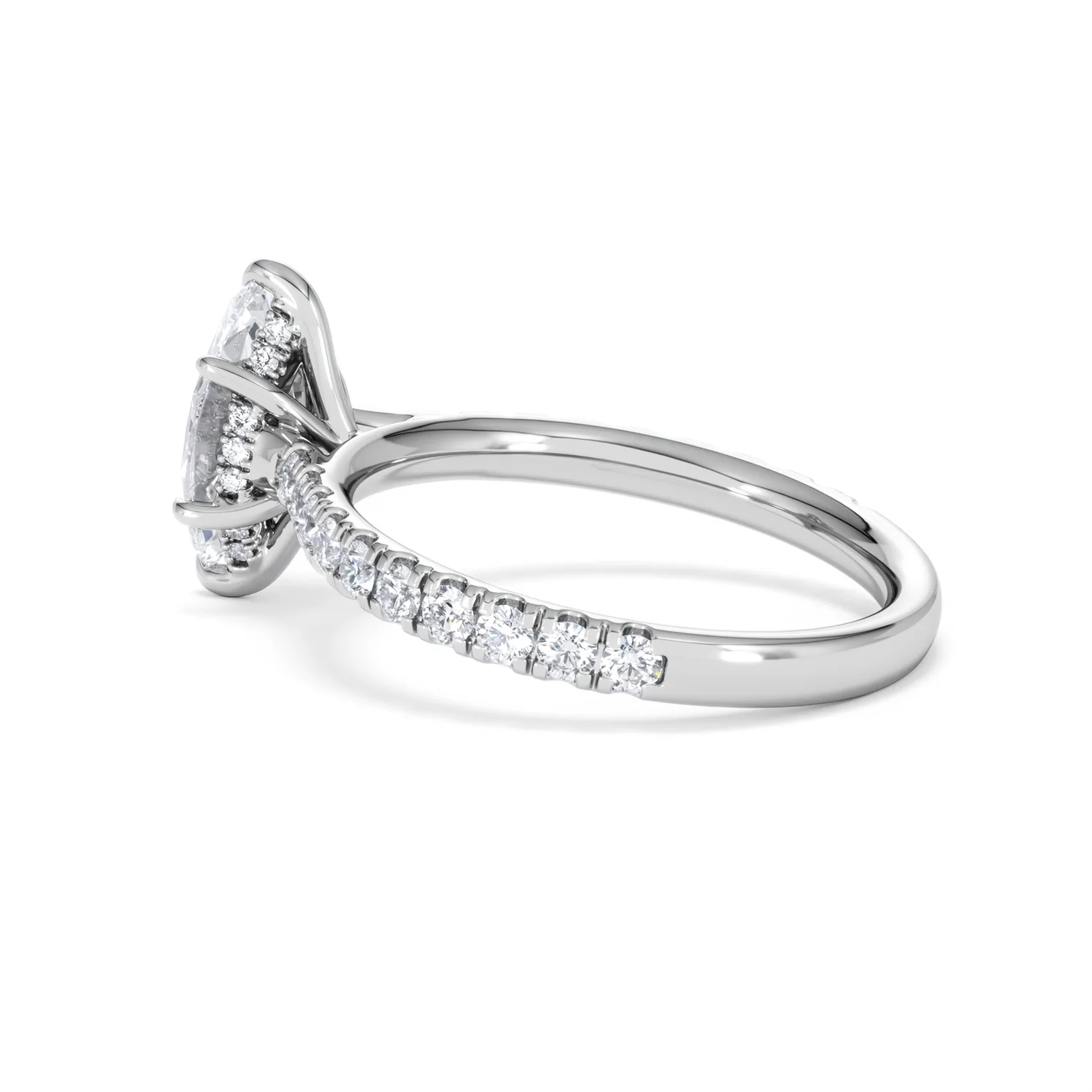 Amora Marquise 1.47ct Hidden Halo Lab Diamond Engagement Ring with Side Stones Set in 18K White Gold - Image 62