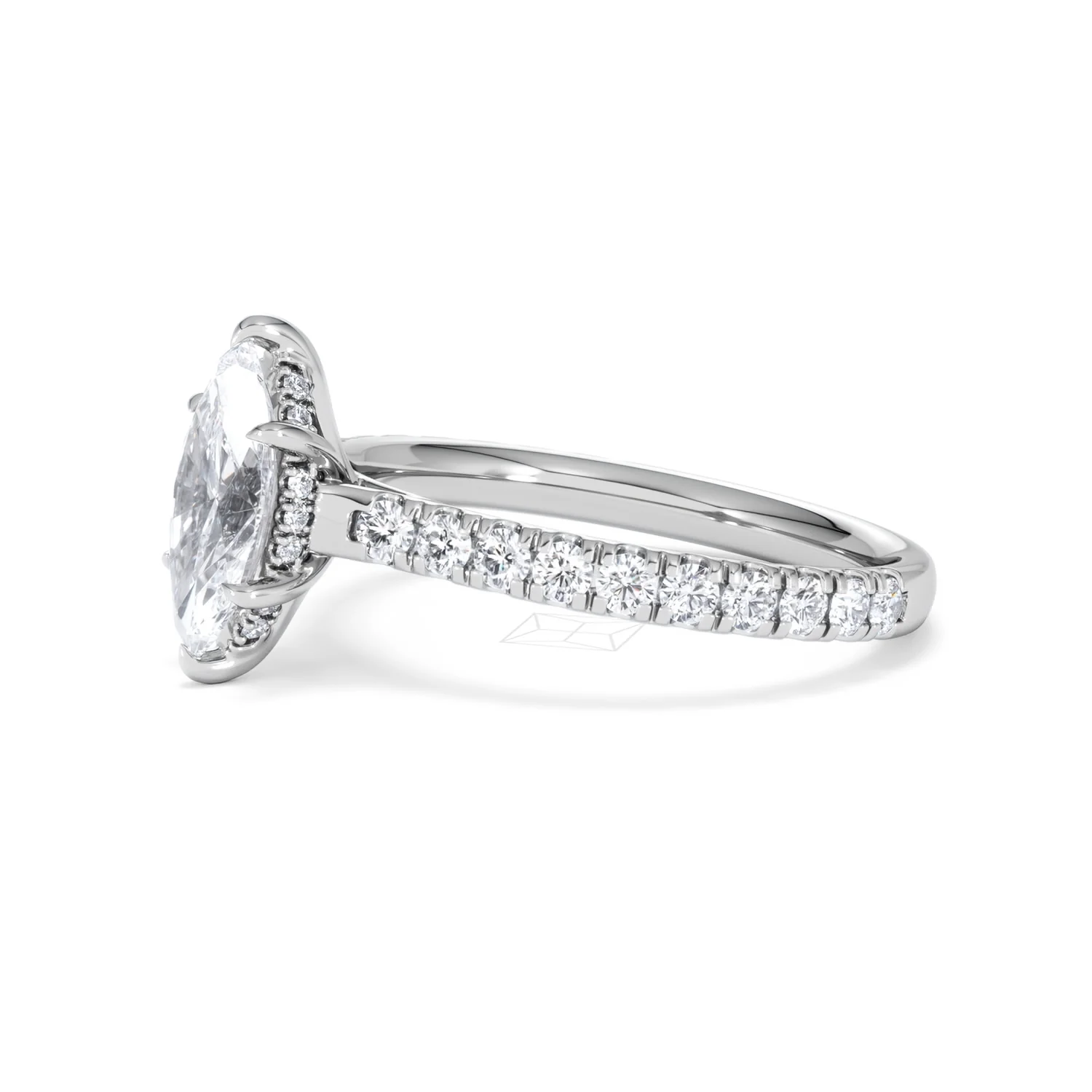 Amora Marquise 1.47ct Hidden Halo Lab Diamond Engagement Ring with Side Stones Set in 18K White Gold - Image 74