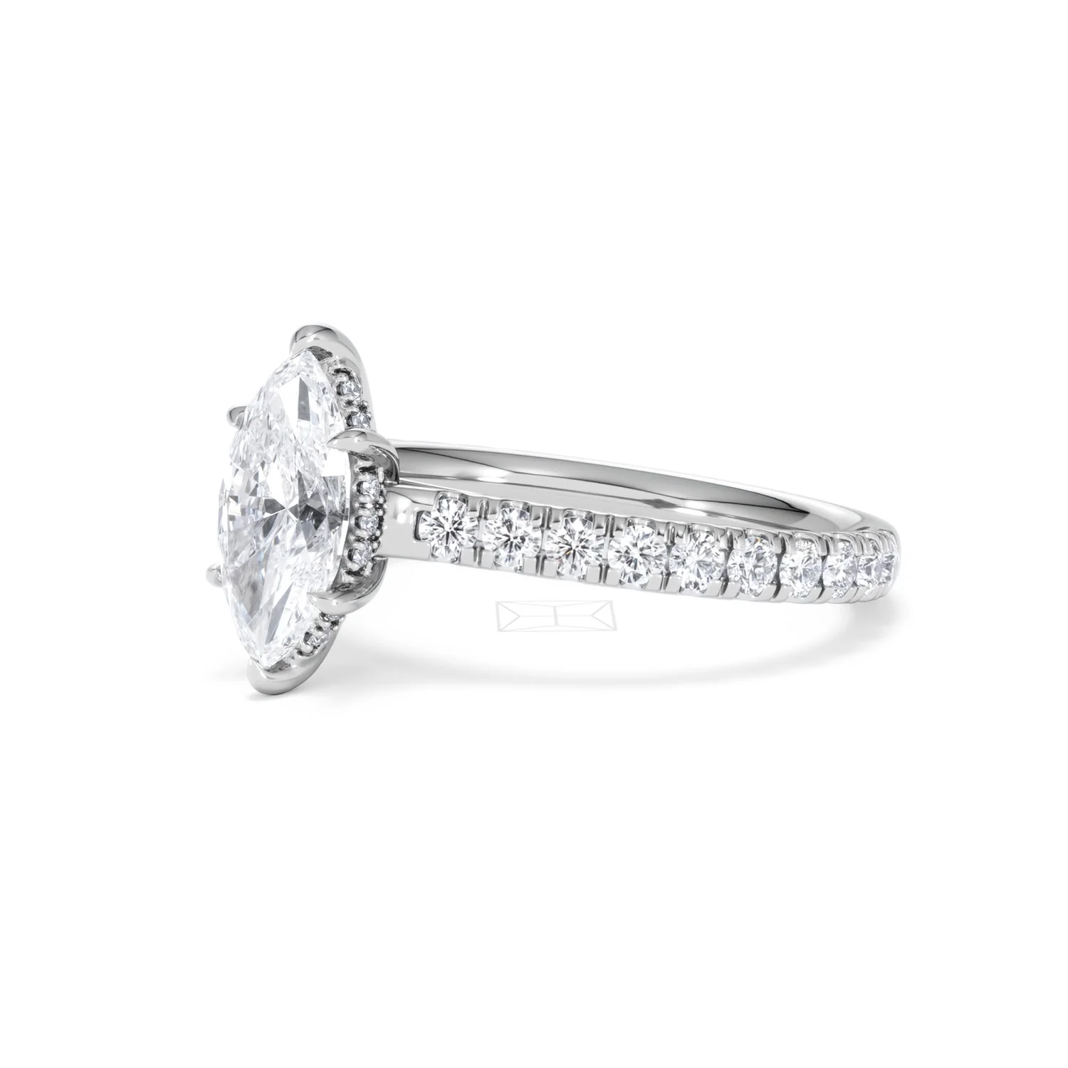 Amora Marquise 1.47ct Hidden Halo Lab Diamond Engagement Ring with Side Stones Set in 18K White Gold - Image 78