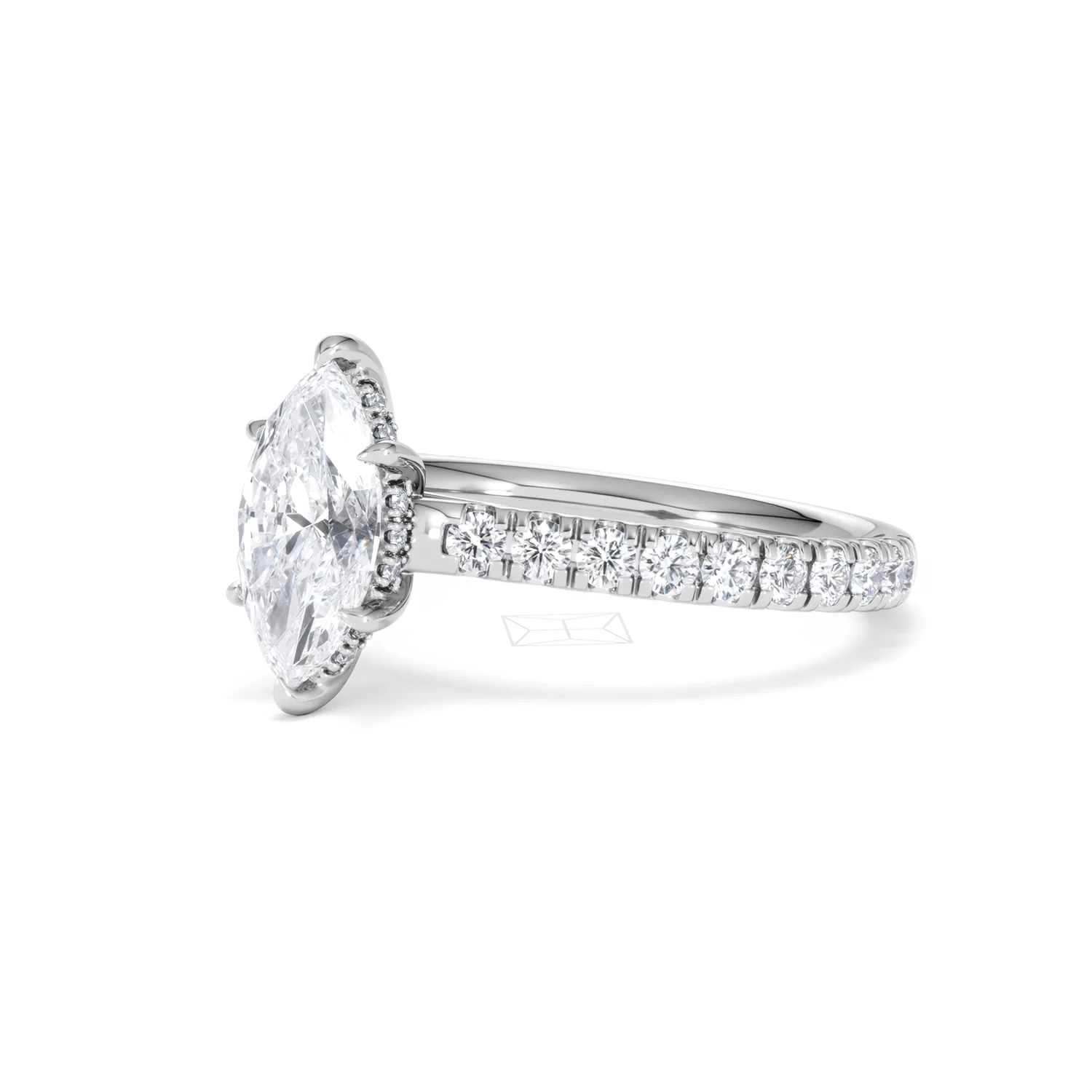 Amora Marquise 1.47ct Hidden Halo Lab Diamond Engagement Ring with Side Stones Set in 18K White Gold - Image 79