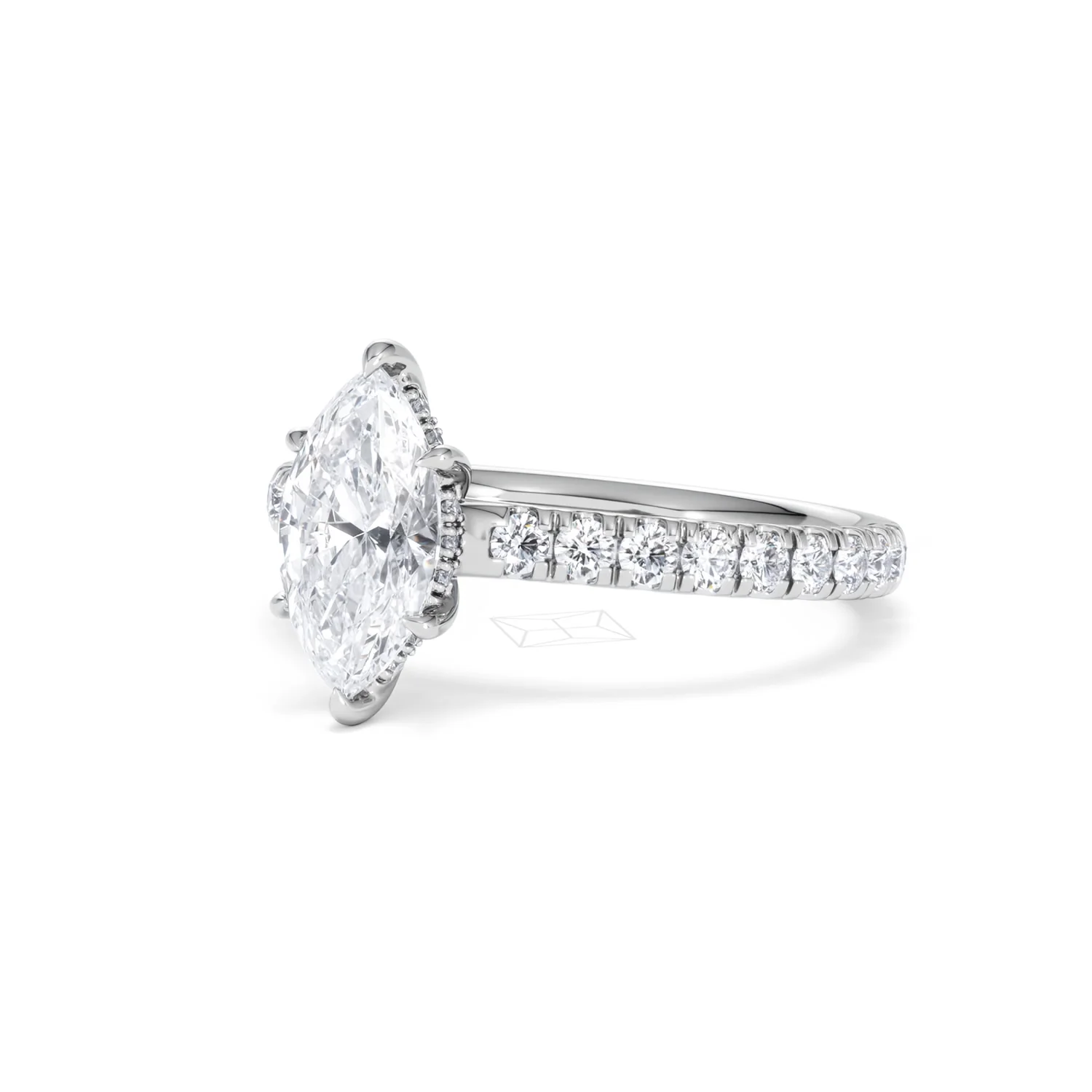 Amora Marquise 1.47ct Hidden Halo Lab Diamond Engagement Ring with Side Stones Set in 18K White Gold - Image 81