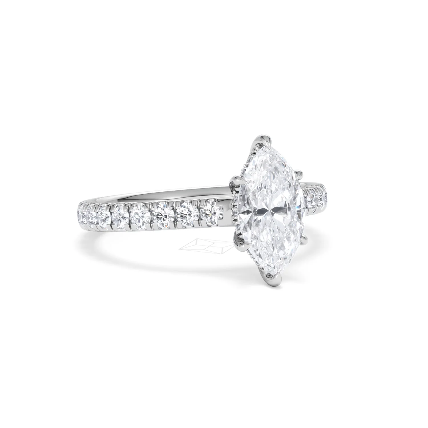 Amora Marquise 1.47ct Hidden Halo Lab Diamond Engagement Ring With Side Stones Set in Platinum - Image 13