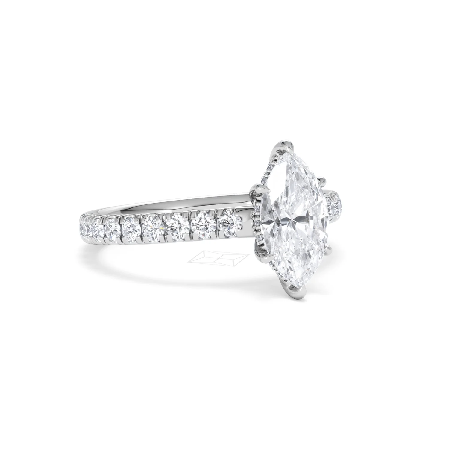 Amora Marquise 1.47ct Hidden Halo Lab Diamond Engagement Ring With Side Stones Set in Platinum - Image 14