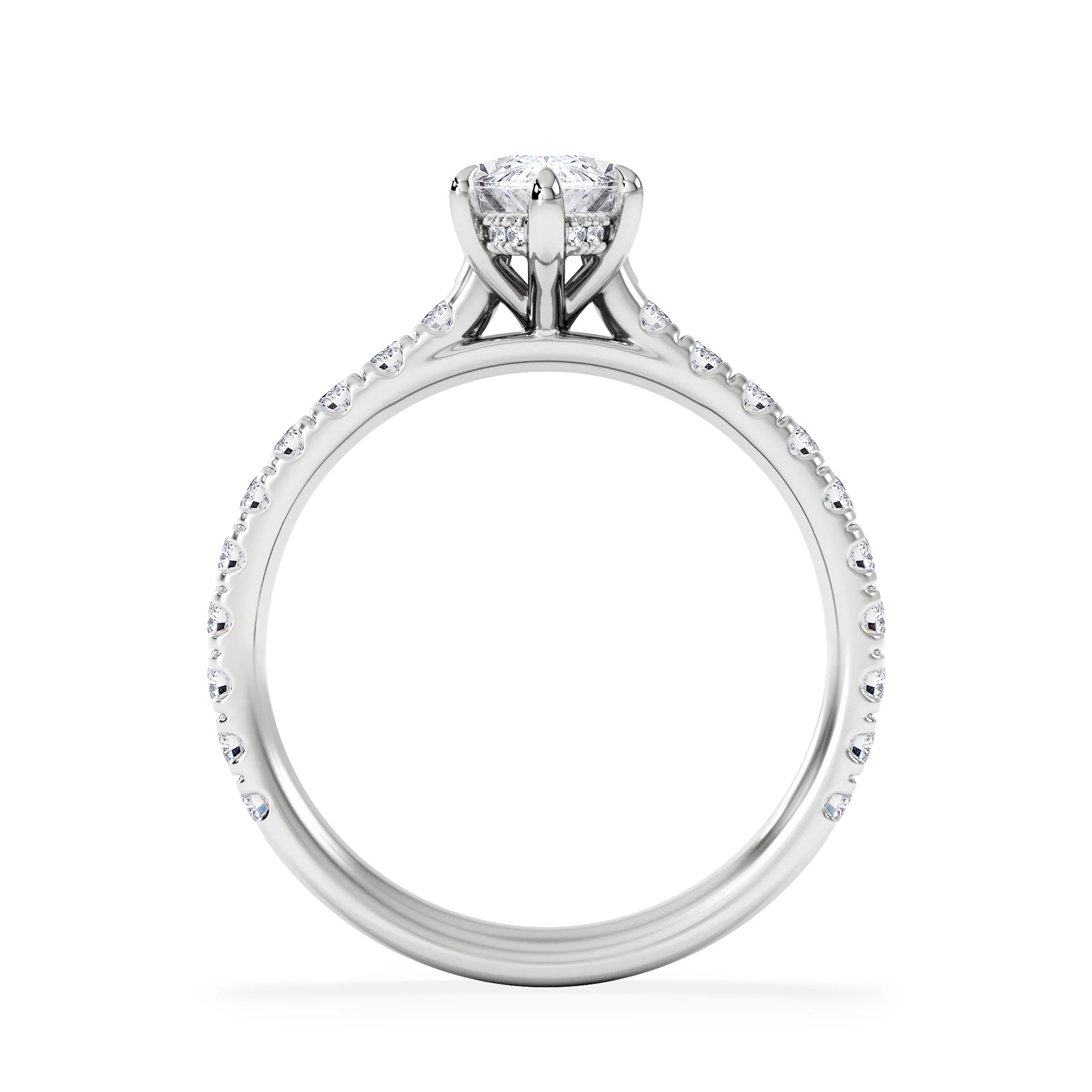 Amora Marquise 1.47ct Hidden Halo Lab Diamond Engagement Ring With Side Stones Set in Platinum - Image 3
