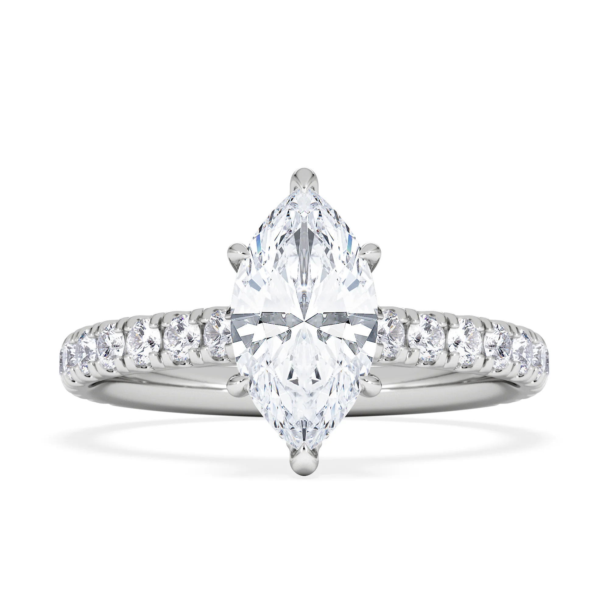 Amora Marquise 1.47ct Hidden Halo Lab Diamond Engagement Ring With Side Stones Set in Platinum - Image 6