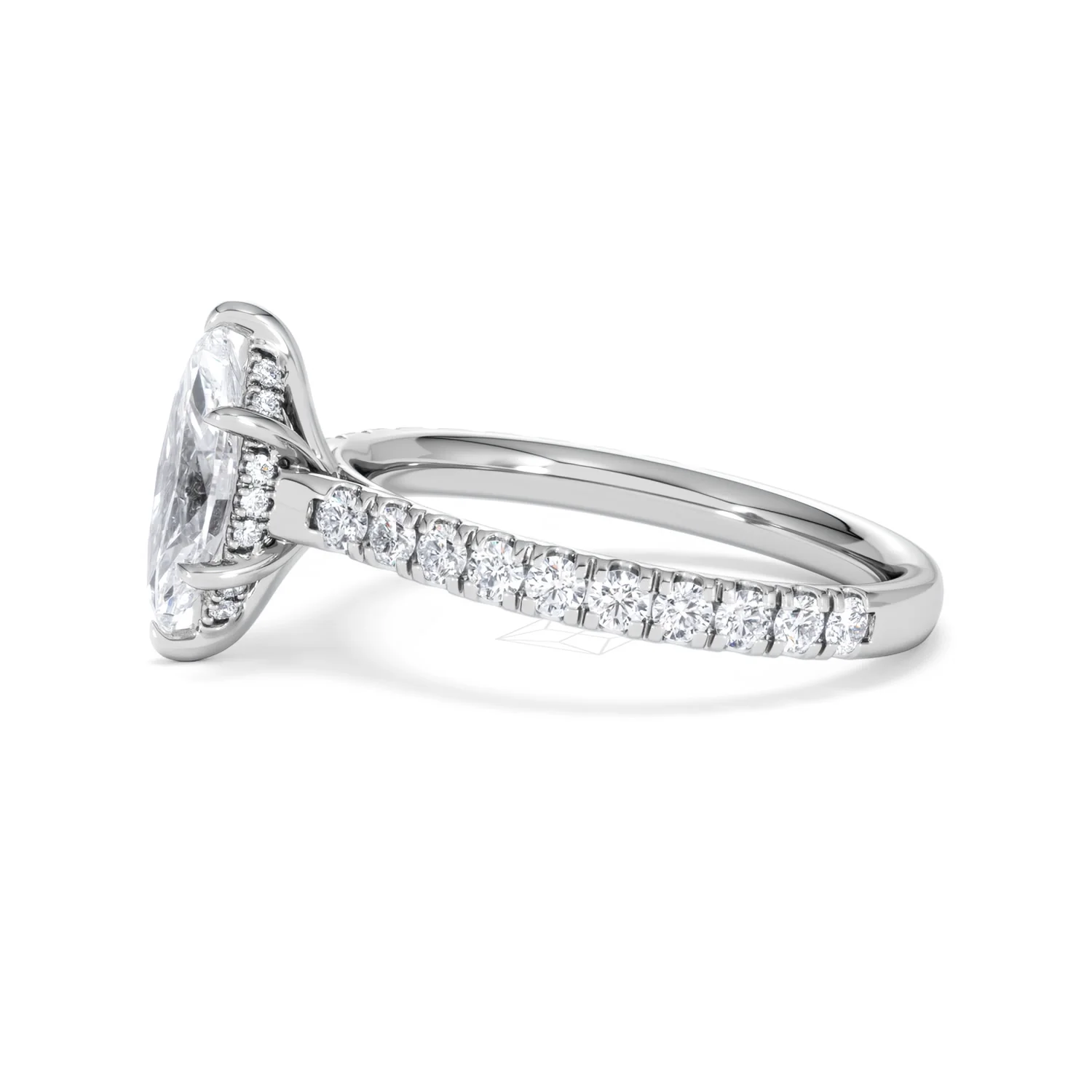Amora Marquise 1.47ct Hidden Halo Lab Diamond Engagement Ring With Side Stones Set in Platinum - Image 71
