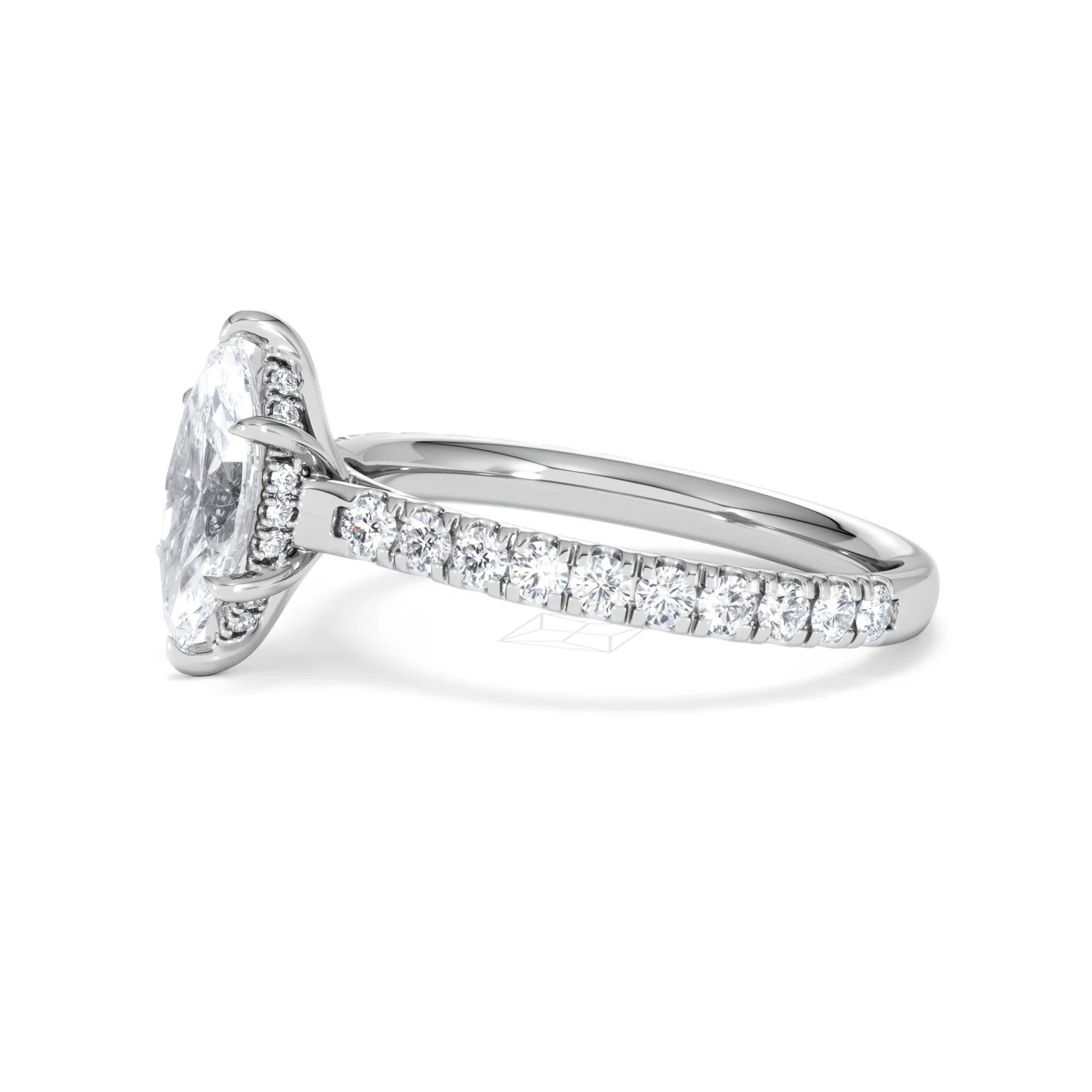 Amora Marquise 1.47ct Hidden Halo Lab Diamond Engagement Ring With Side Stones Set in Platinum - Image 73