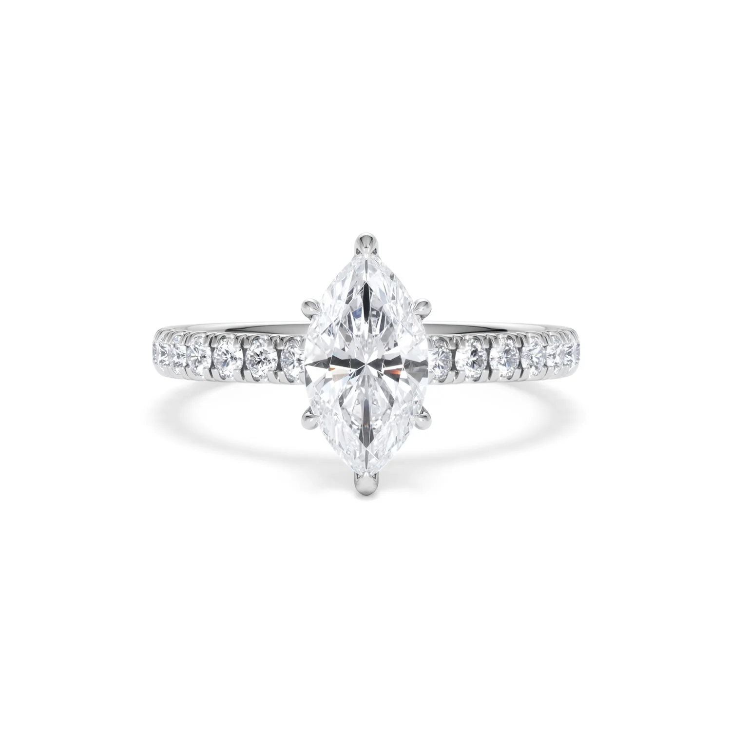 Amora Marquise 1.47ct Hidden Halo Lab Diamond Engagement Ring With Side Stones Set in Platinum - Image 8