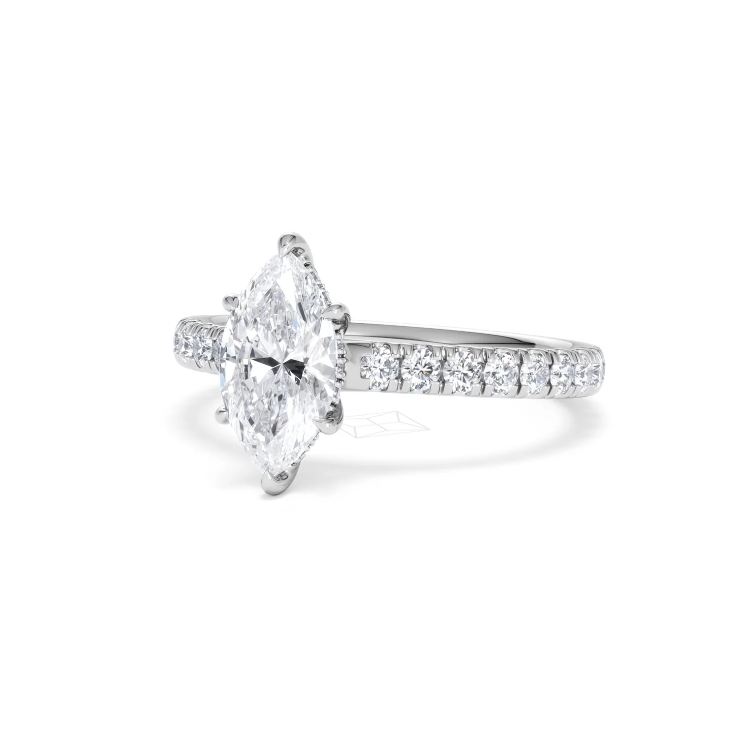 Amora Marquise 1.47ct Hidden Halo Lab Diamond Engagement Ring With Side Stones Set in Platinum - Image 83