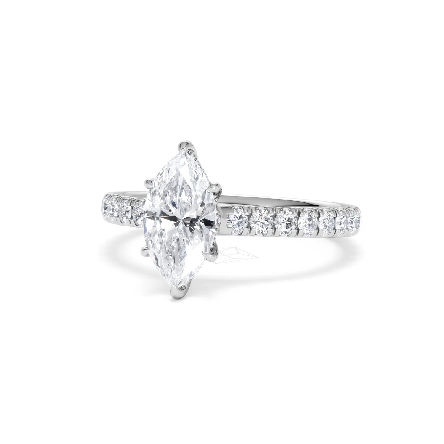 Amora Marquise 1.47ct Hidden Halo Lab Diamond Engagement Ring With Side Stones Set in Platinum - Image 84