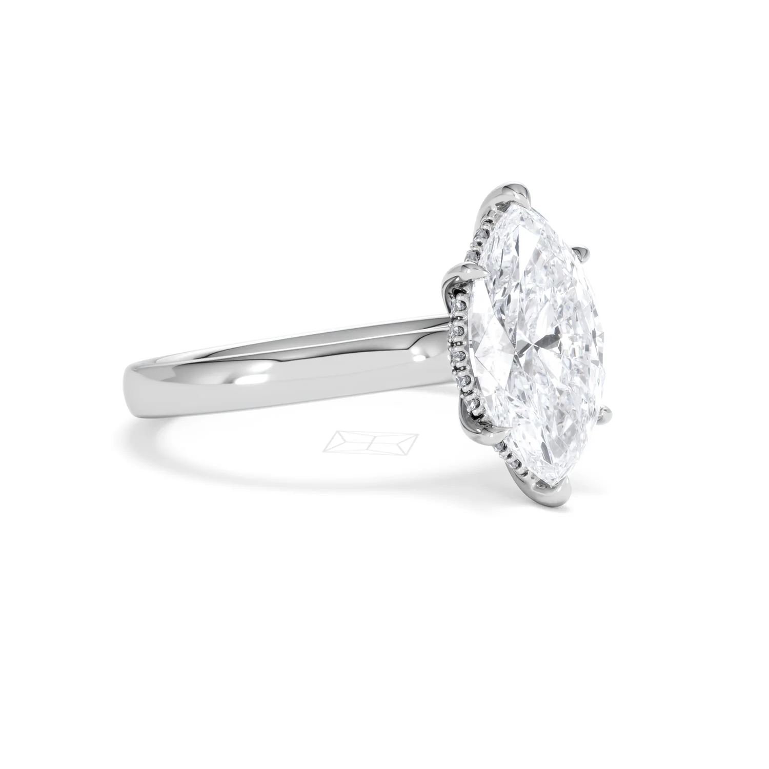 Amora Marquise 2.09ct Hidden Halo Lab Diamond Engagement Ring F/VS Set in 18K White Gold - Image 16