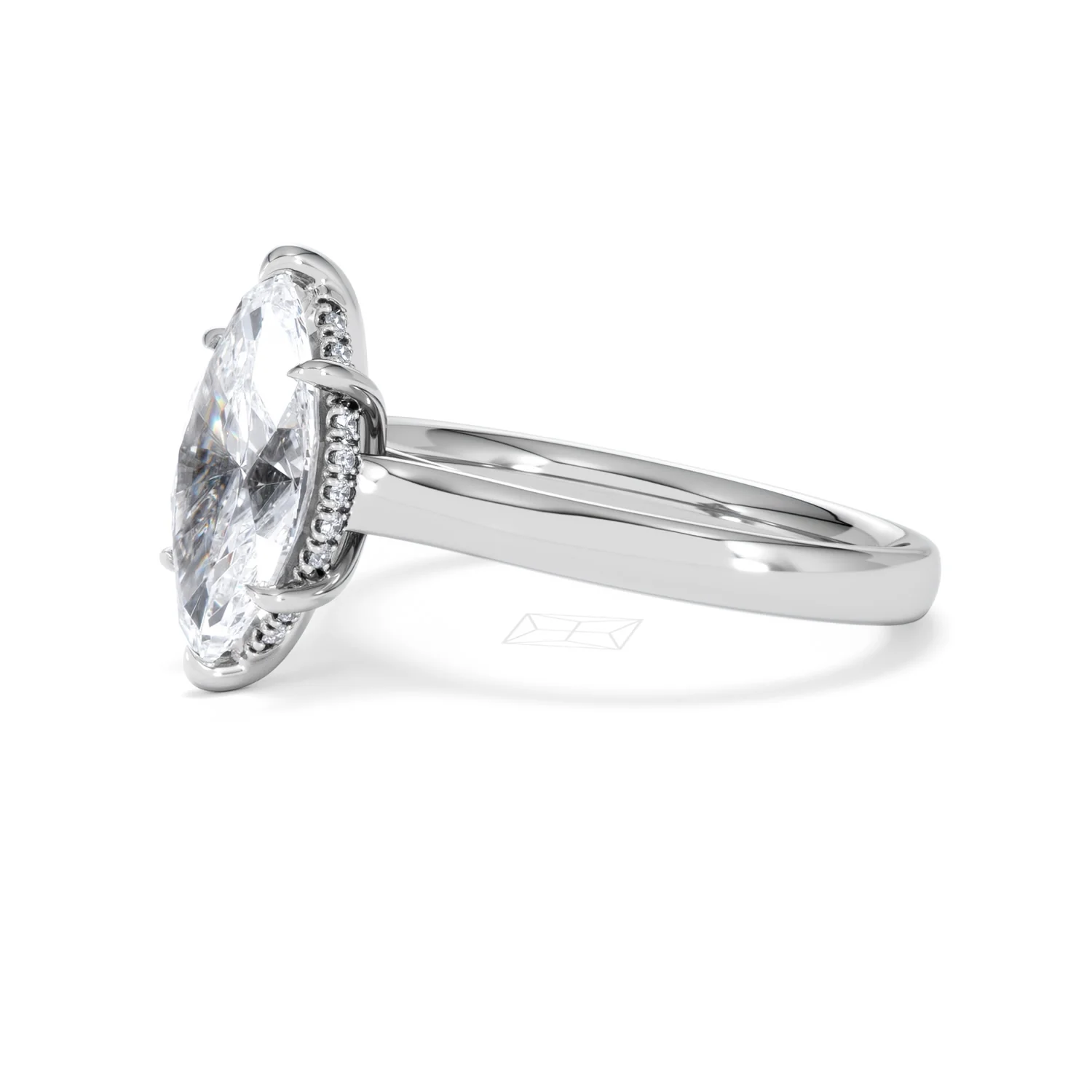 Amora Marquise 2.09ct Hidden Halo Lab Diamond Engagement Ring F/VS Set in 18K White Gold - Image 75