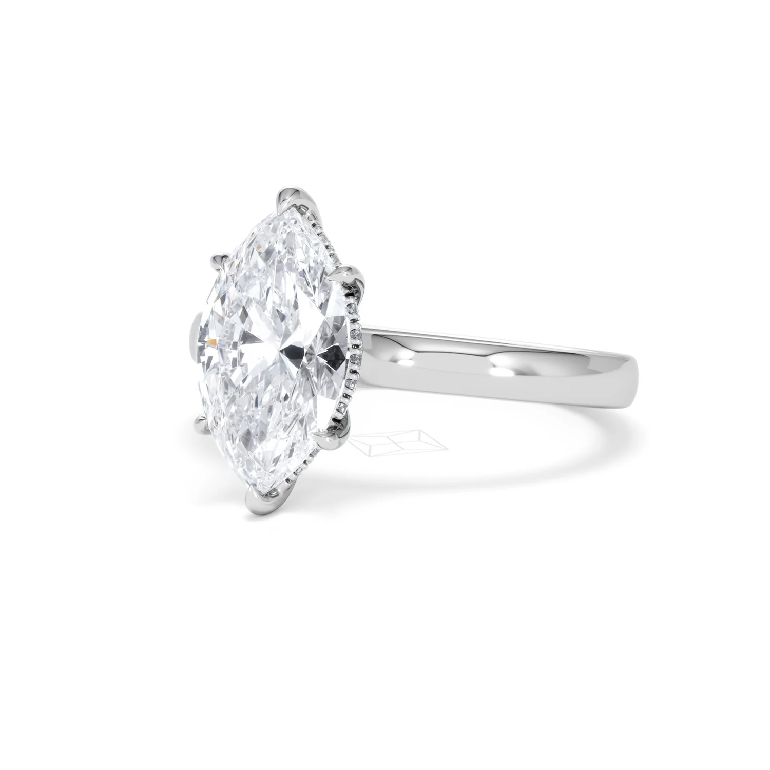 Amora Marquise 2.09ct Hidden Halo Lab Diamond Engagement Ring F/VS Set in 18K White Gold - Image 82
