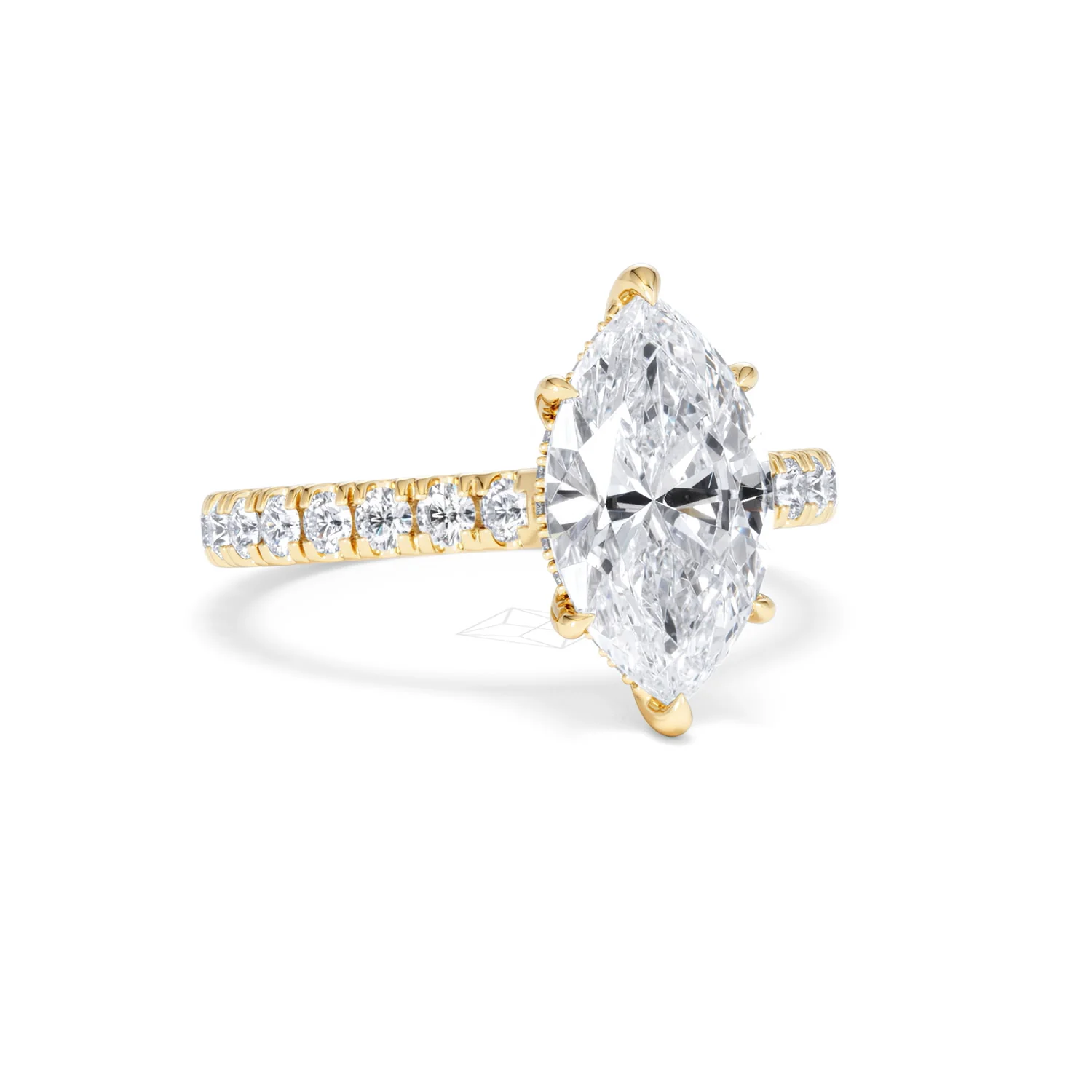 Amora Marquise 2.55ct Hidden Halo Lab Diamond Engagement Ring With Side Stones Set in 18K Gold - Image 12